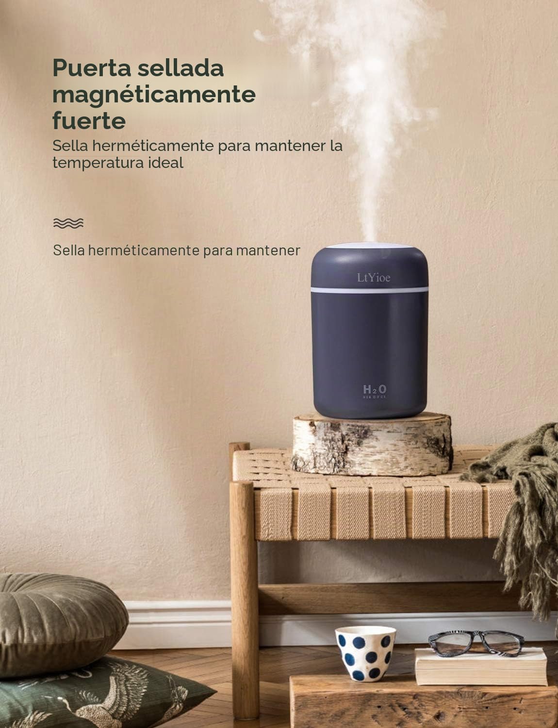LtYioe Humidificador para Bebés Ultrasónico 2 Modos Silencioso USB con Luz Nocturna y Apagado Automático Azul Marino
