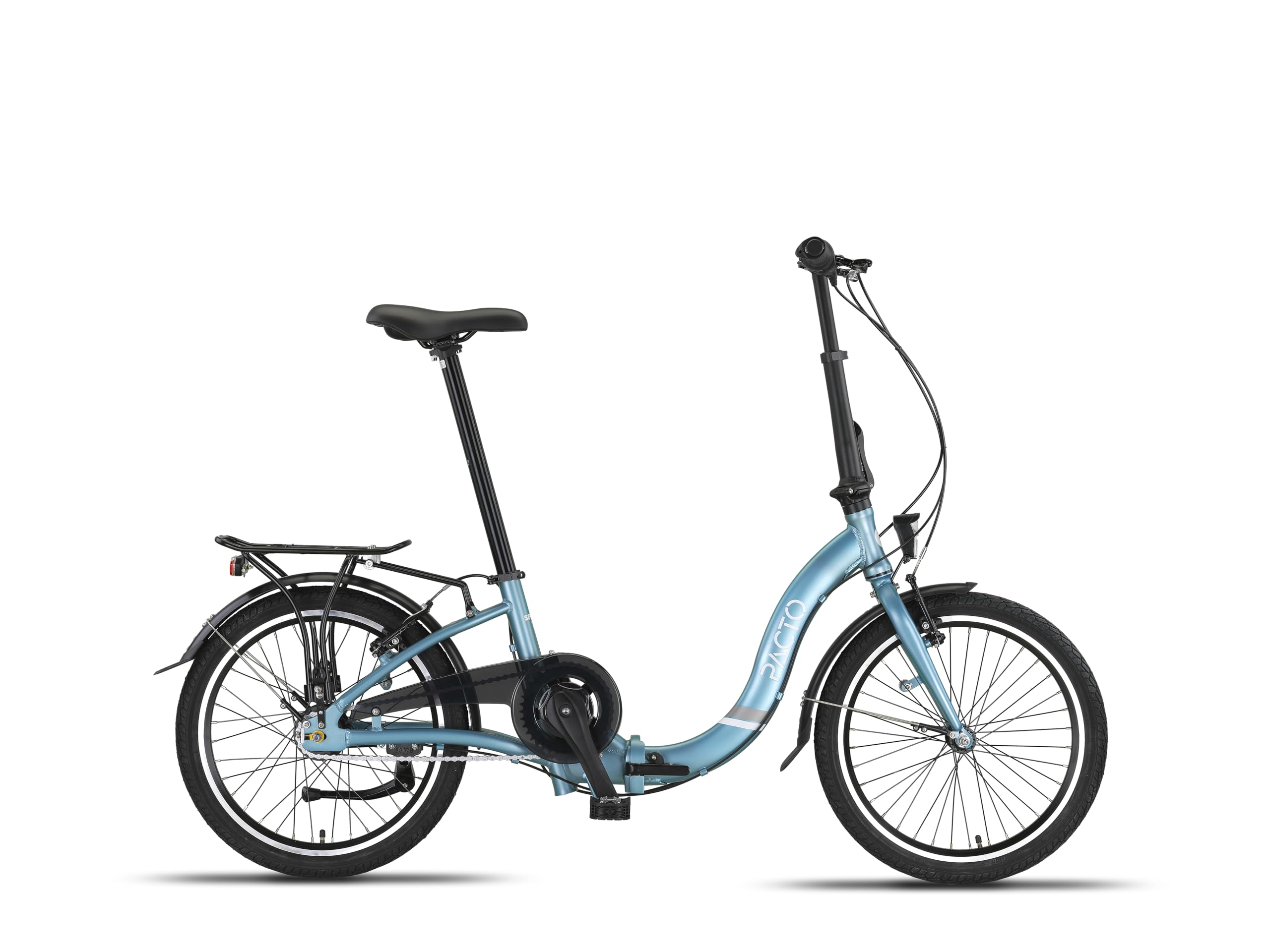 PACTO Seven N7 Klapprad 20 Zoll mit Schnelles Faltsystem (10 Sek), Aluminiumrahmen, Leichtgewicht (16KG), 7 Nabenschaltung, Handbremsen + Rücktrittbremse, LED-Licht, Faltrad