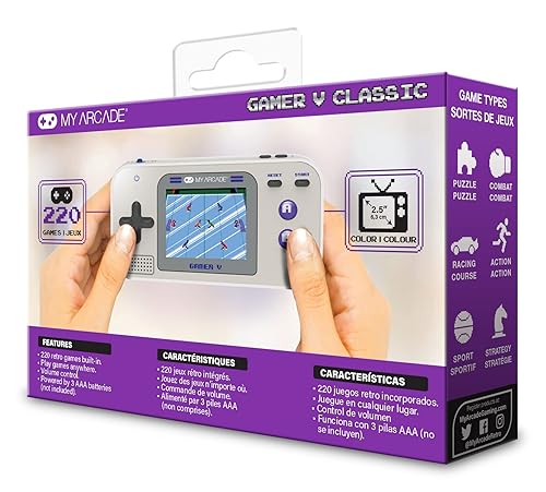 Miniatura 6 de My Arcade Gamer V Classic-Purple sistema de juegos portátil con 220 juegos, pantalla a color de 2.5", tamaño de bolsillo (DGUN-3920)