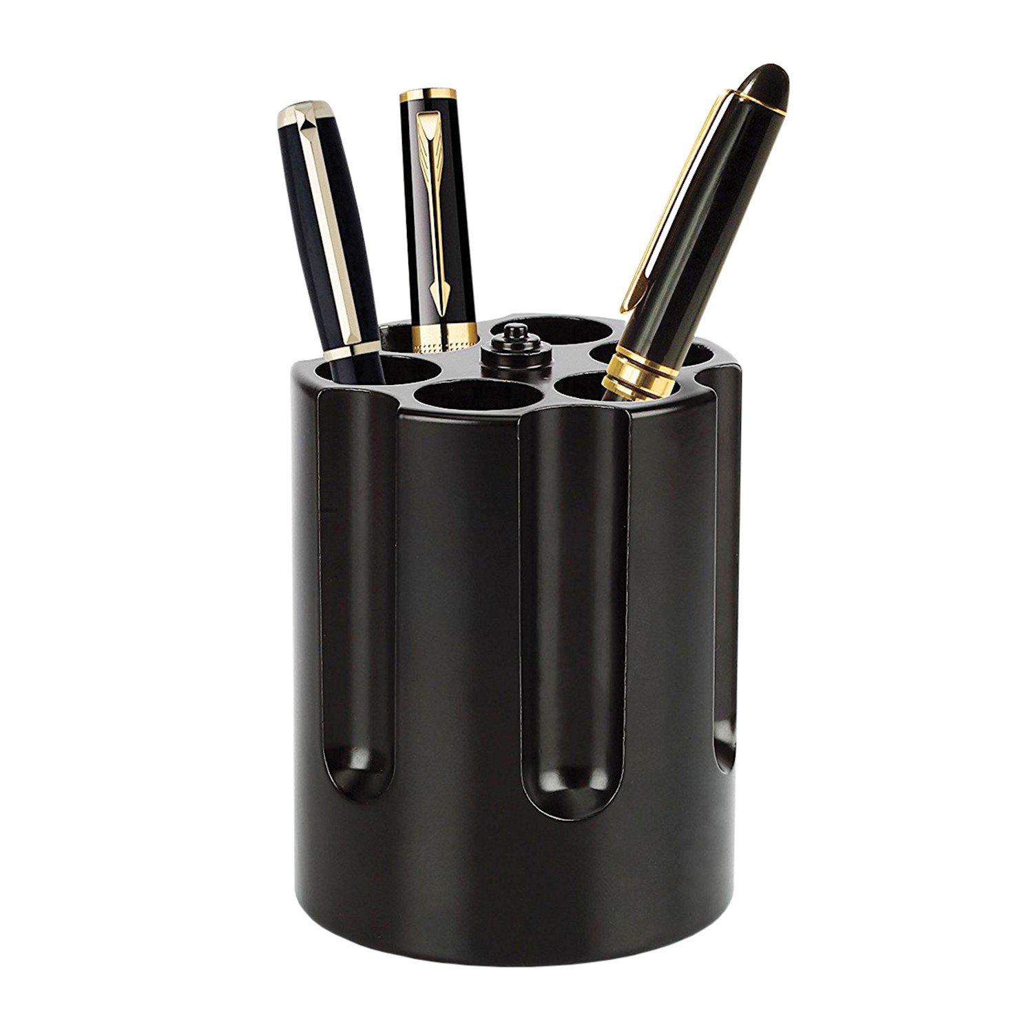Barbuzzo Revolver Pen Holder & Paper Weight, Cast Aluminum Office Gift – Cool Pencil Holder for Desk Men, Funny Pen Stand, Gun Decor Accessory, Unique Vintage Desk Gadget