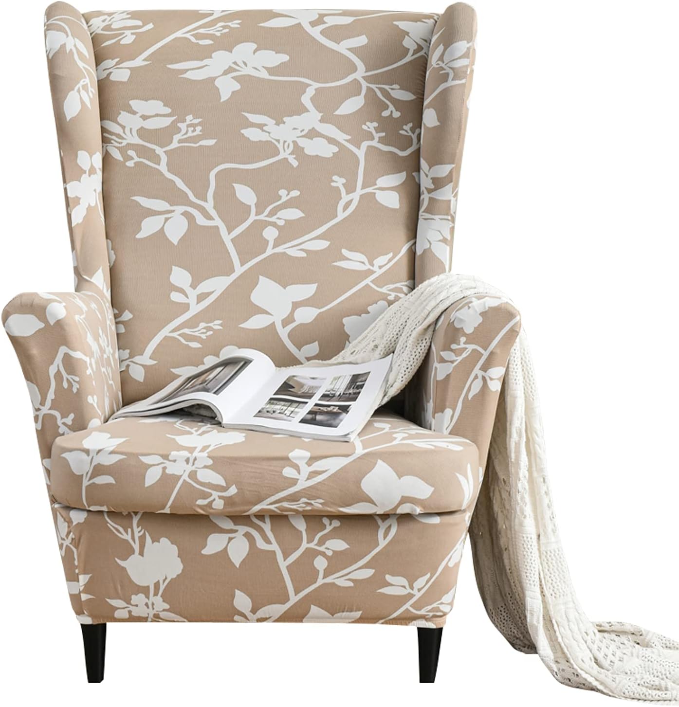 OKYUK 2 Piece Wingback Chair Cover Stretch Printed Wing