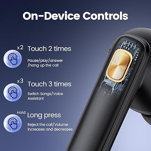 Miniatura 5 de Auriculares inalámbricos con auriculares de 68 horas de reproducción Bluetooth 5.3 con pantalla de alimentación dual, estuche de carga IPX7,