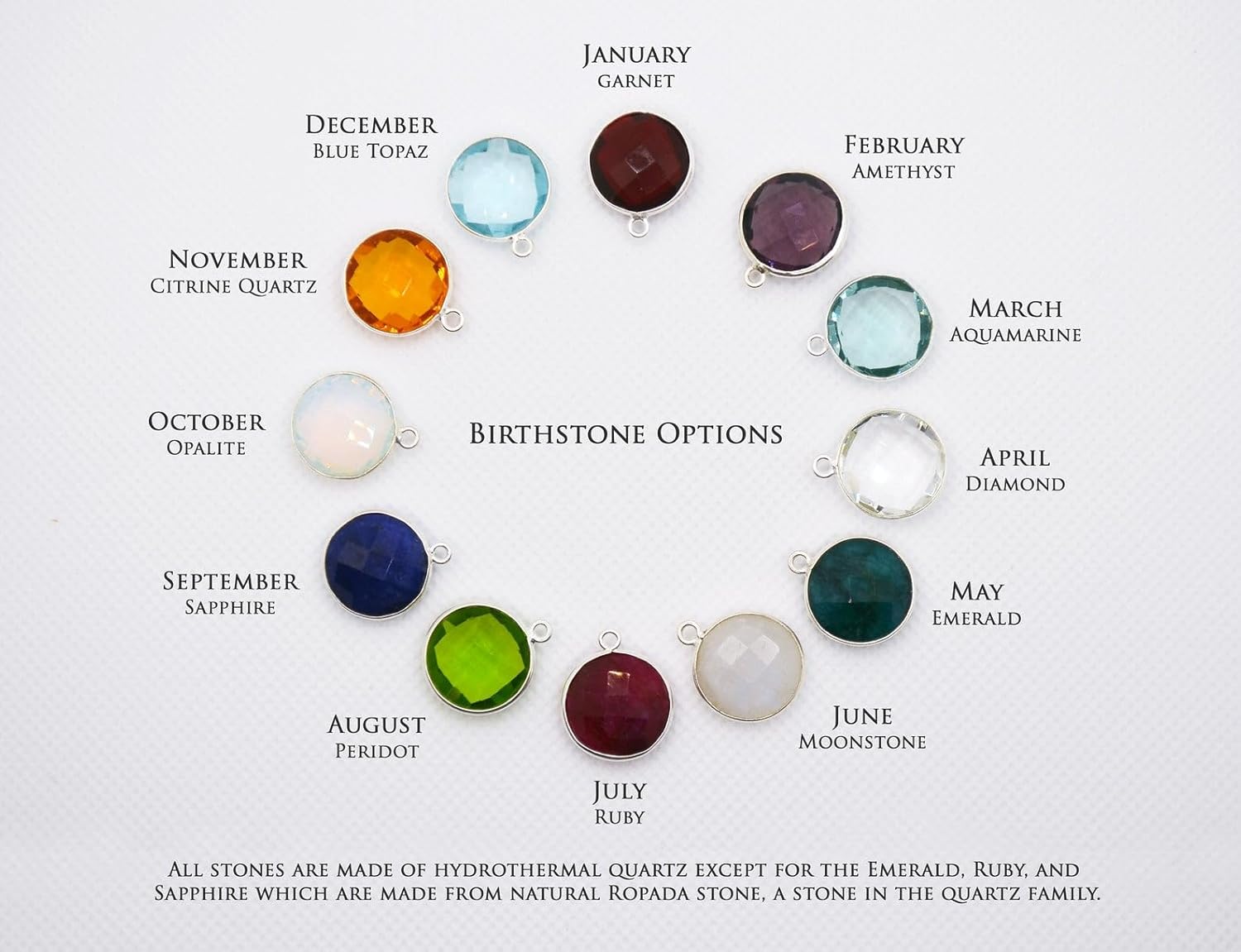 Susabella Round Birthstone Necklace, Sterling Silver or 18K Gold, Personalized with Initial, Coin Necklace, Bridesmaid Gift, Gift for Her