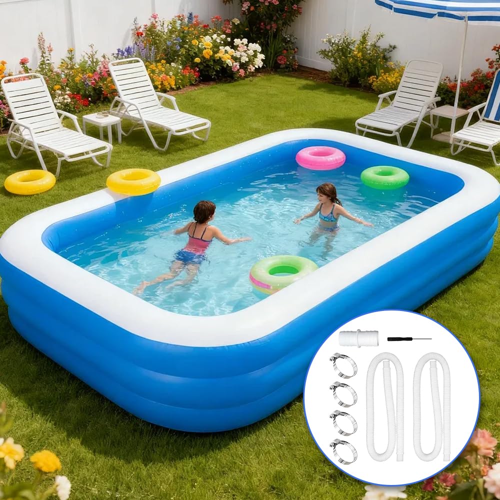 Manguera Piscina 32mm, 2 Piezas Mangueras de Piscina de 32 mm con 4 Clips de Seguridad y 1 Conector de Manguera, 150 cm Manguera de Piscina 32mm, Tubo Piscina para Bomba de Filtro