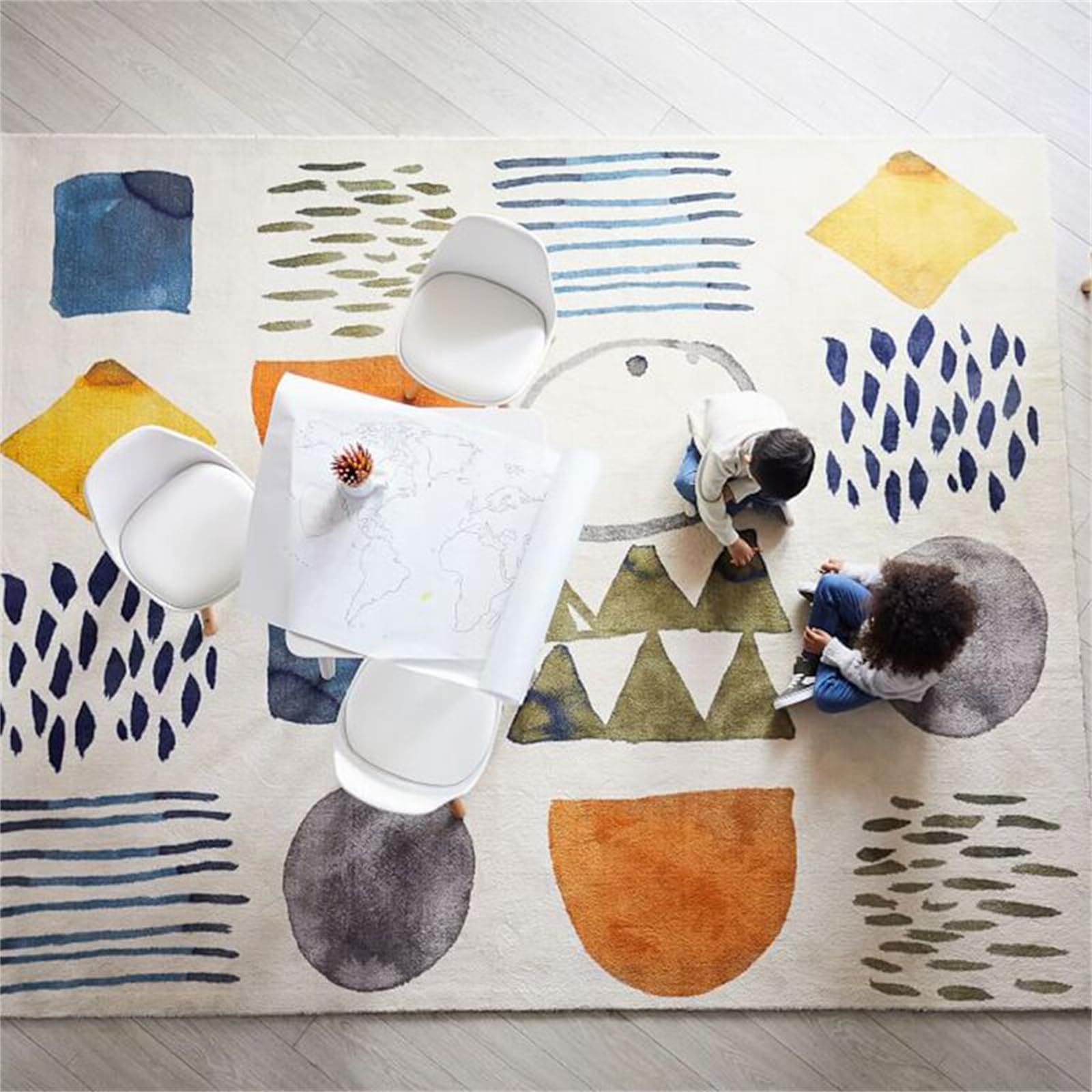 Tappeto Moderno Pelo Corto Geometrico - 200x250 Cm, Azzurro/Beige, Antiscivolo Per Salotto O Camera - Foto 11