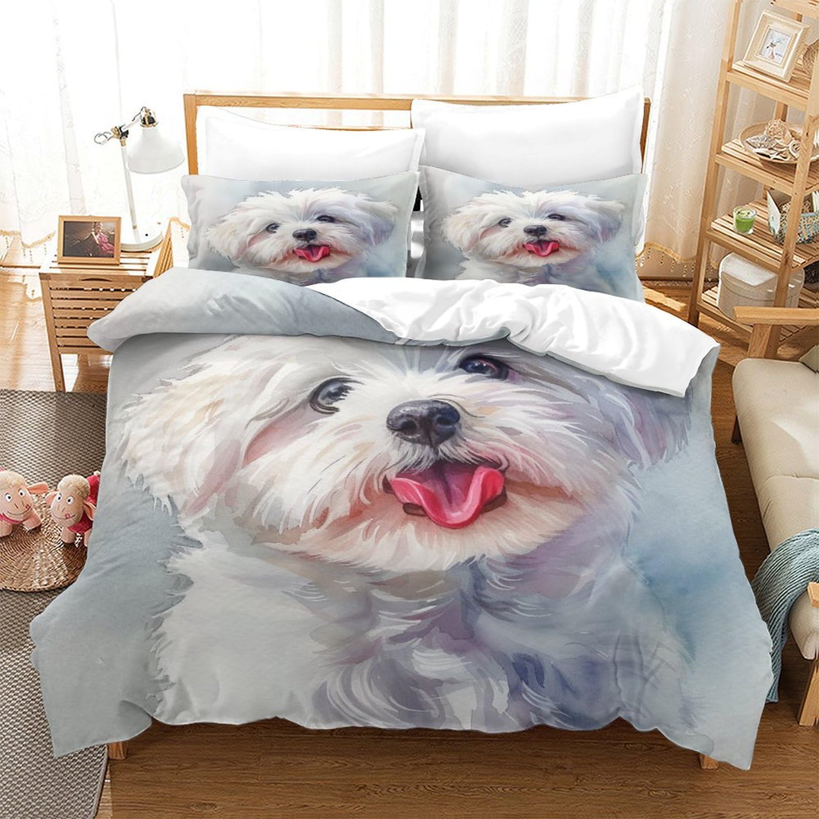 Parure de lit Shih Tzu 3 pcs housse de couette 260x220 cm et taies d'oreiller