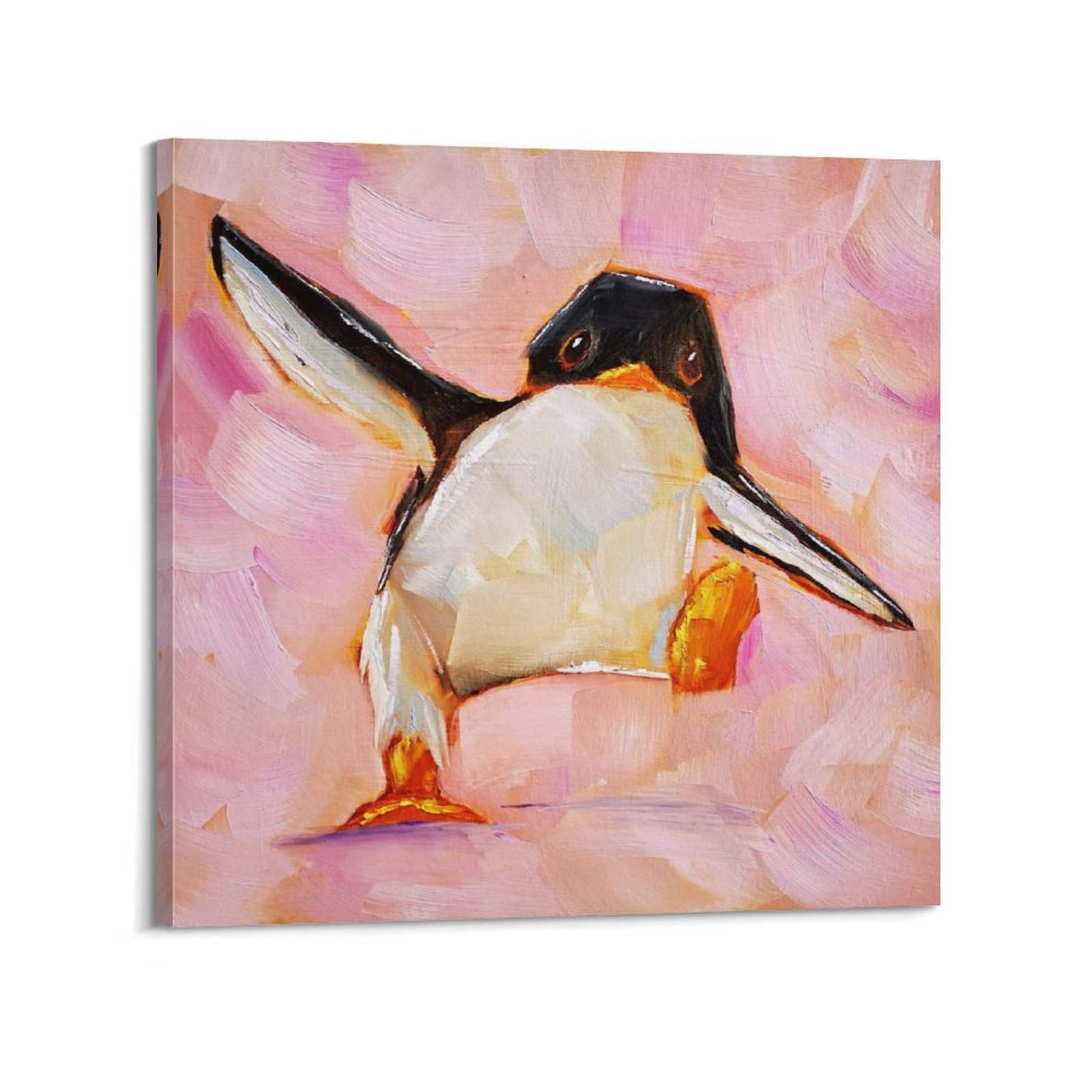 Xkuga Boys Frame-Style Antarctica Animal Poster Wildlife Vintage Lively Penguins Modern Decorative Canvas Prints - Ideal Wall Art For Family, Man Cave, Game Room, & Girls Bedroom 12X12inch(30X30cm)