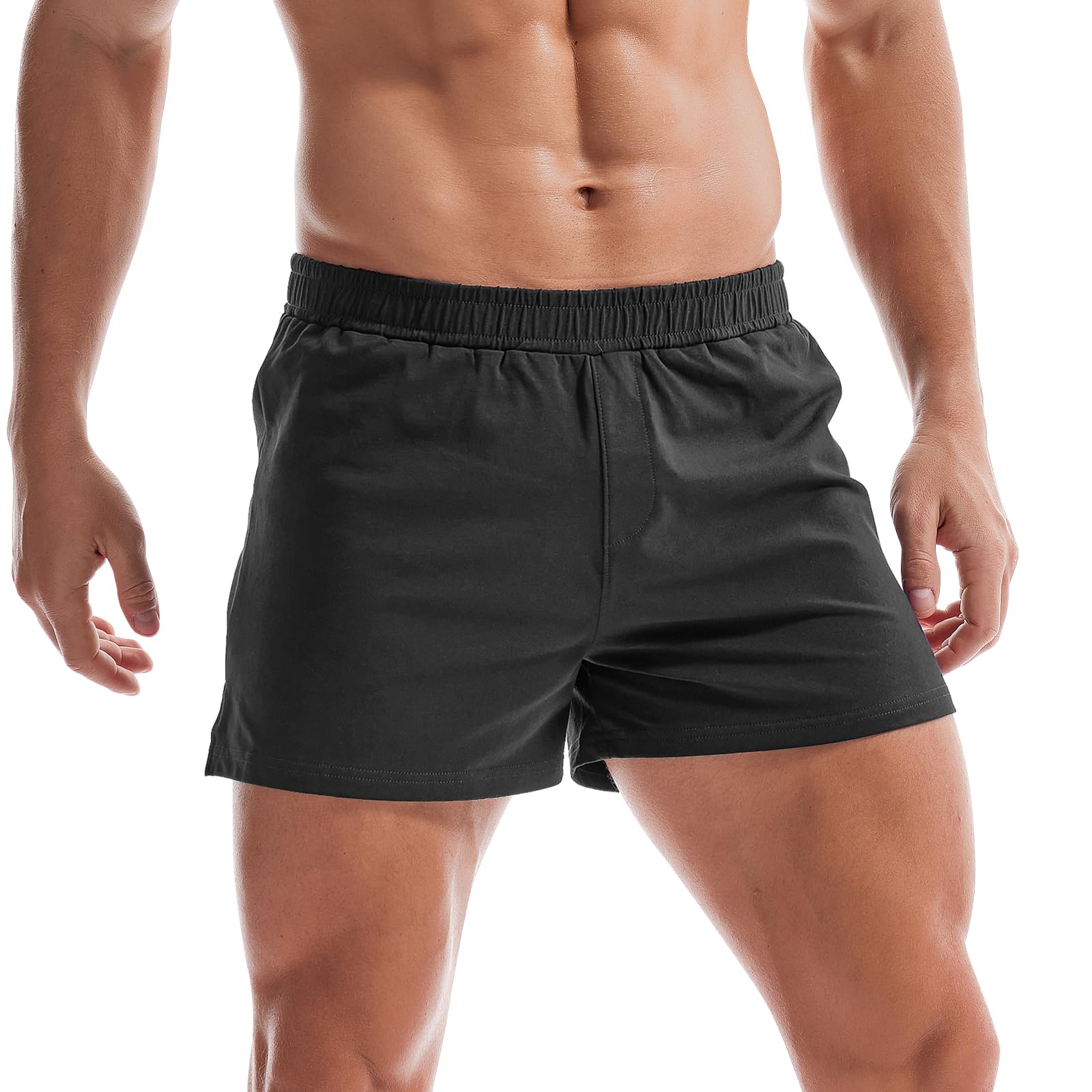 Mens Gym Shorts 3" Bodybuilding Workout Shorts Lightweight Running Lounge Cotton Sleep Bottoms