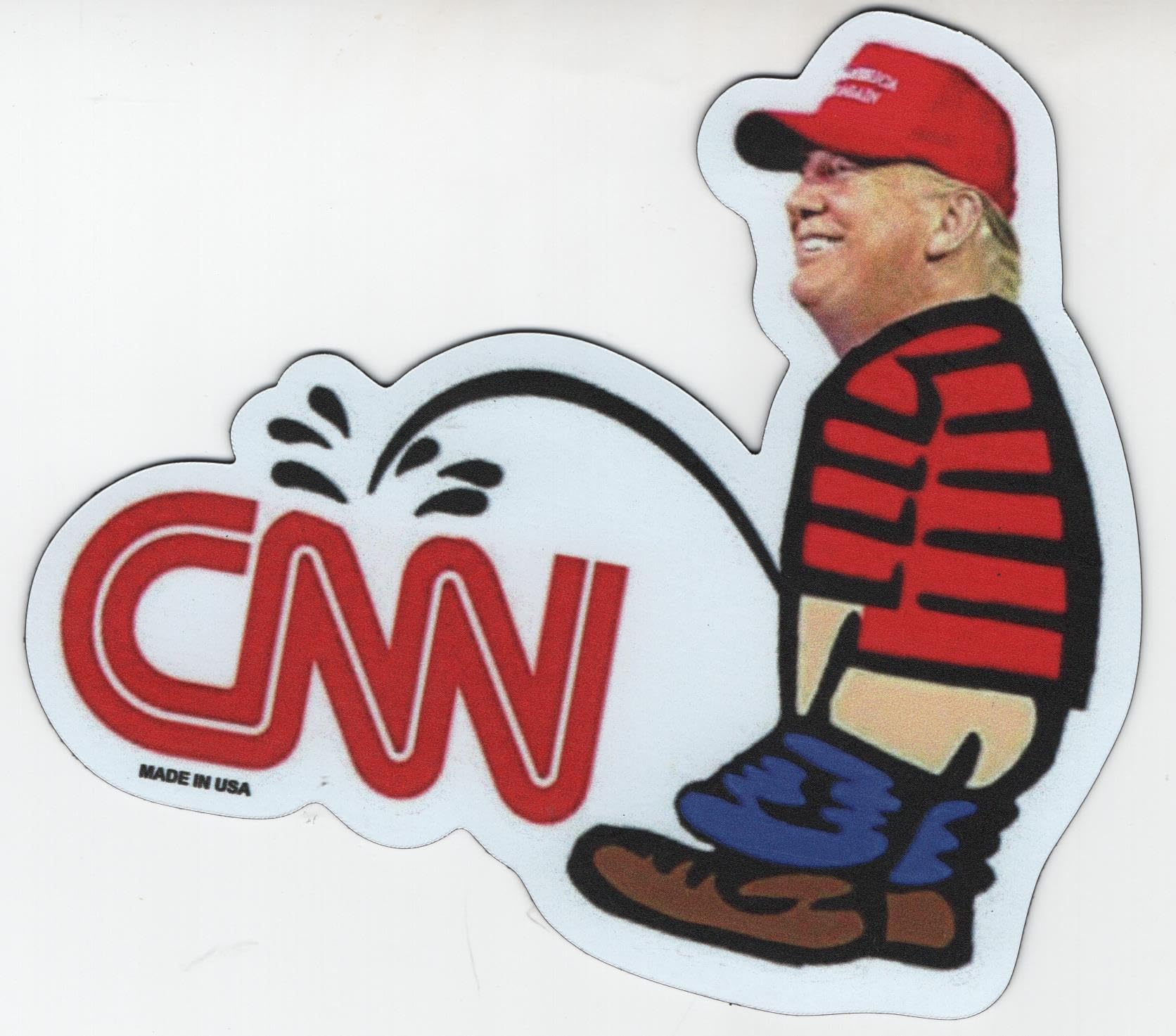 Funny Trump Peeing Pissing Urinating on CNN Fake News Trump 2024 - Made in USA by Americans for Americans MAGA, Stocking Stuffer, Birthday Gift, Fridge Refrigirator Magnet