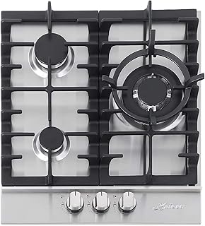 Kaiser 4354 Piano Cottura a Gas 45 cm con 3 valore alti /1 X tre cerchio del Turbo Brenner (3,8kw) con Adattatore per WOK IN GHISA/ANTI Touch,accensione automatica/gas naturale e gas propano