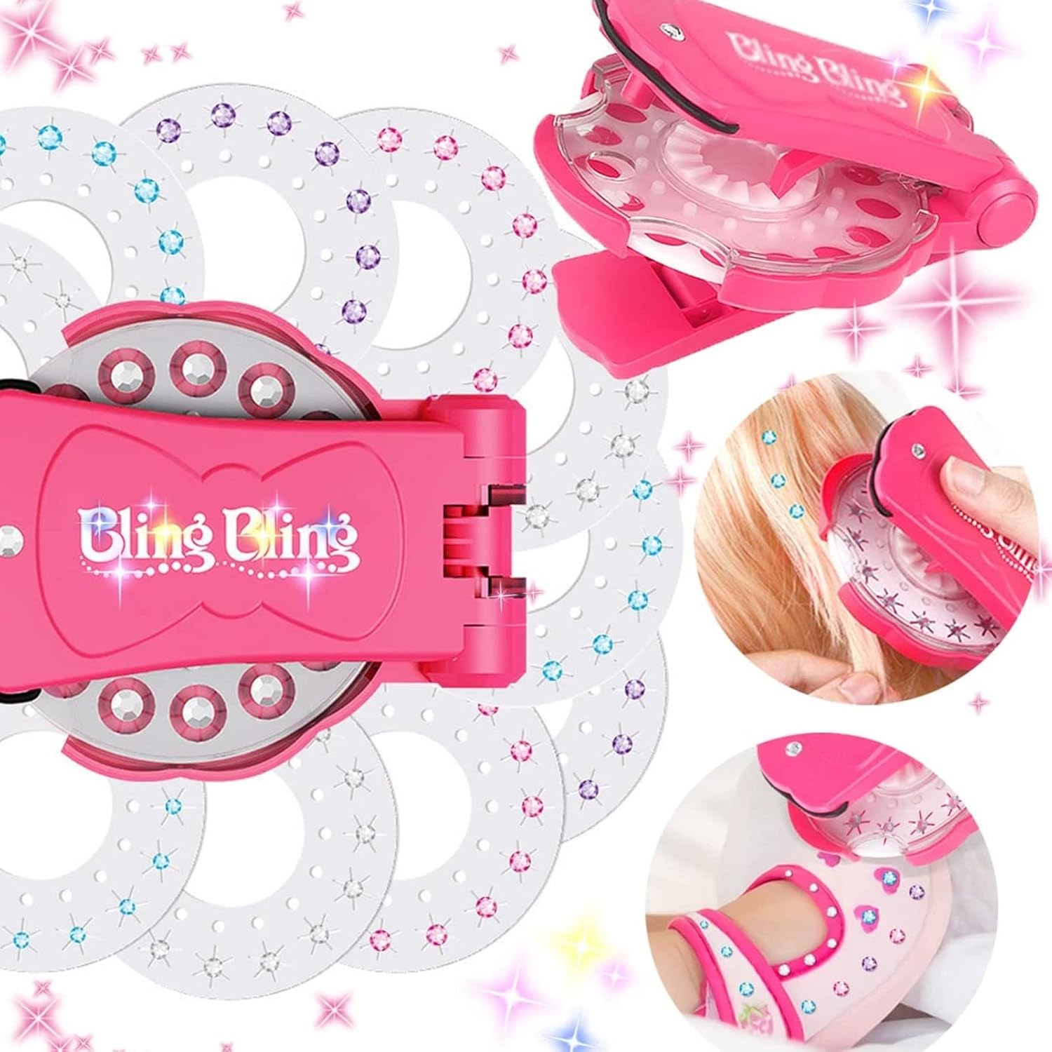 Yizemay Hair Bedazzler Kit, Hair Gems Hair Stapler with 180 Gems Glam