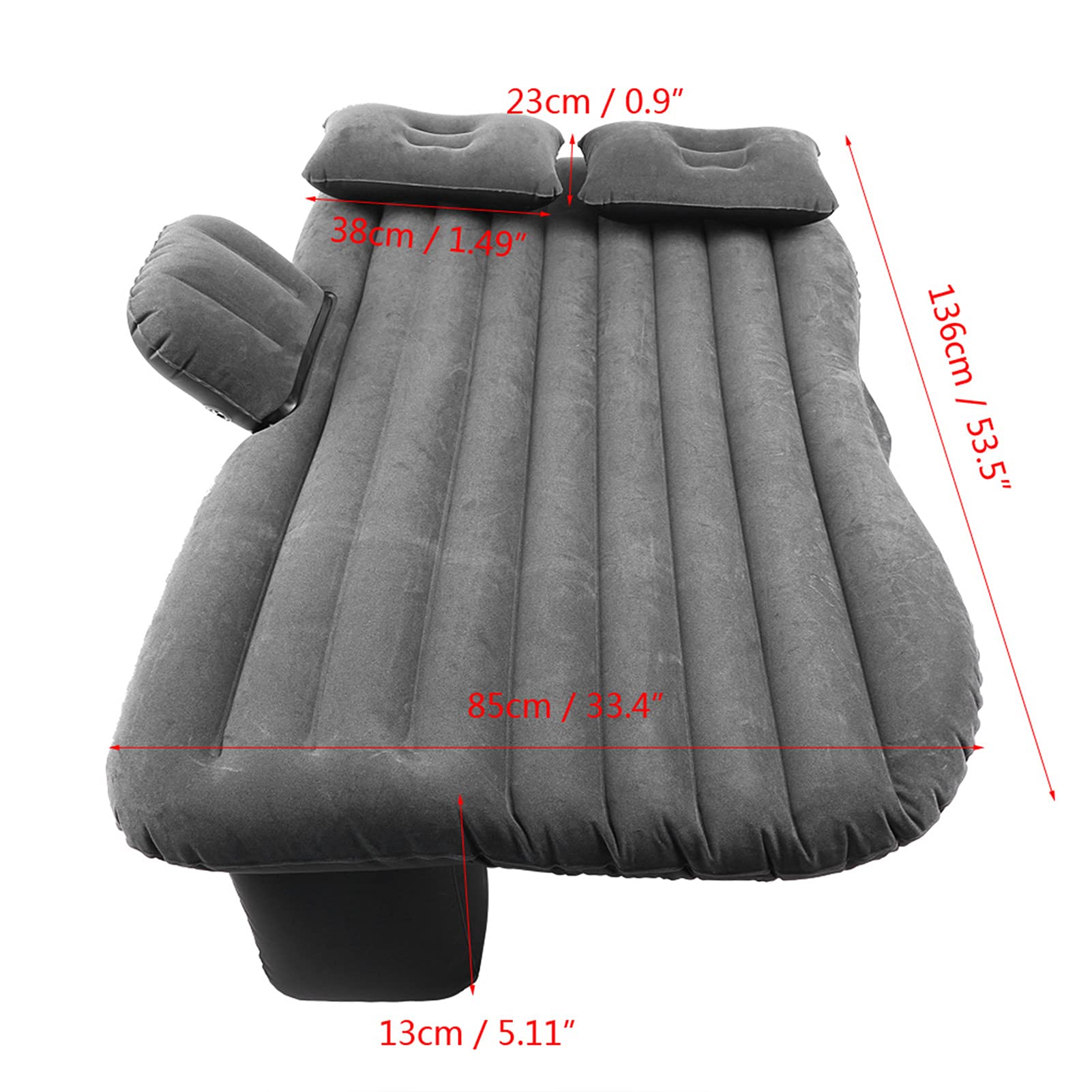 Dioche Cama Inflable de Coche Plegable, Colchón de Viaje para Asiento Trasero Automóvil, Colchón de Aire de Camping Coche Multifuncional con Bomba de Aire Eléctrica(Negro)