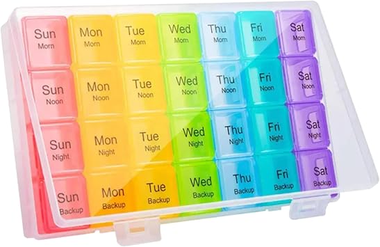 Qenixo Pill Medicine Organizer 7-Day-Weekly Pill Case 28 Days