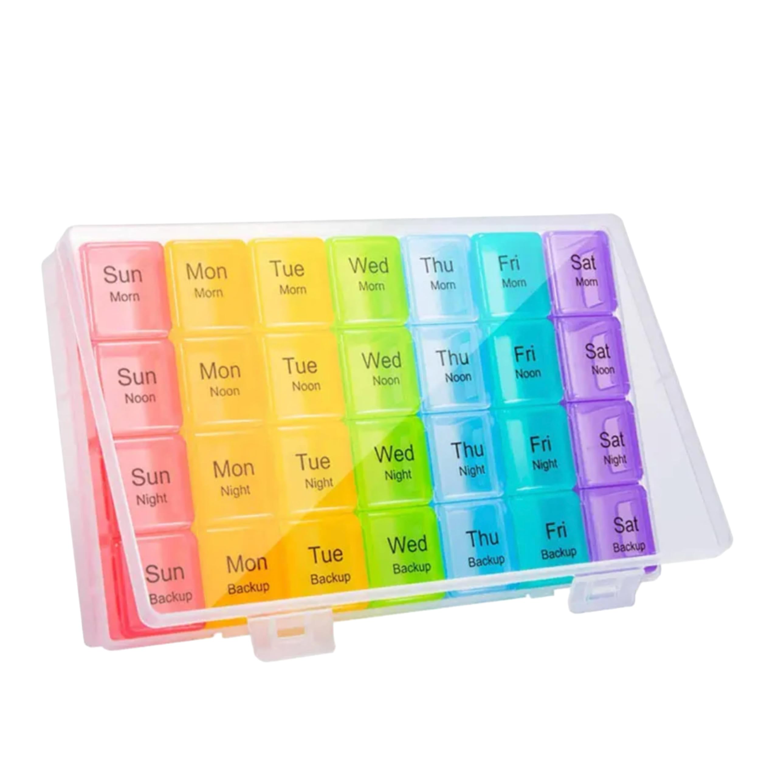 Qenixo® Weekly Pill Organizer 4 Times A Day, 7-Day, Monthly Medication Organizer 28 Days Dispenser Pill Boxes Large Compartments Moisture-Proof Case Medication Reminder Portable Travel Compartments,Travel Kits,Dust-Proof Box (Multicolor, 4 times) (color)