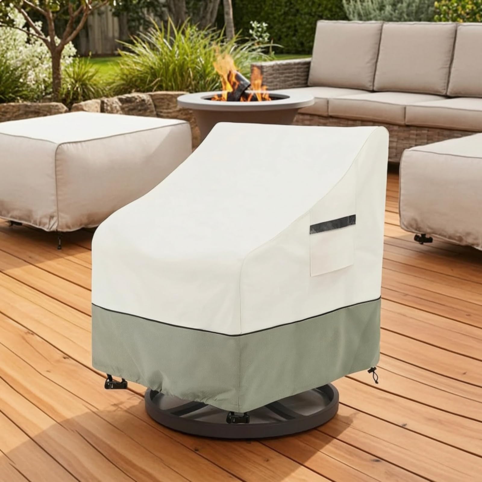 Copertura Copri Poltrona Impermeabile Coprisedia Resistente Ai Raggi Coprisedie da Esterno per Giardino, Balcone, 33" Larghezza X 35" Profondità X 38.5" Altezza, Nero