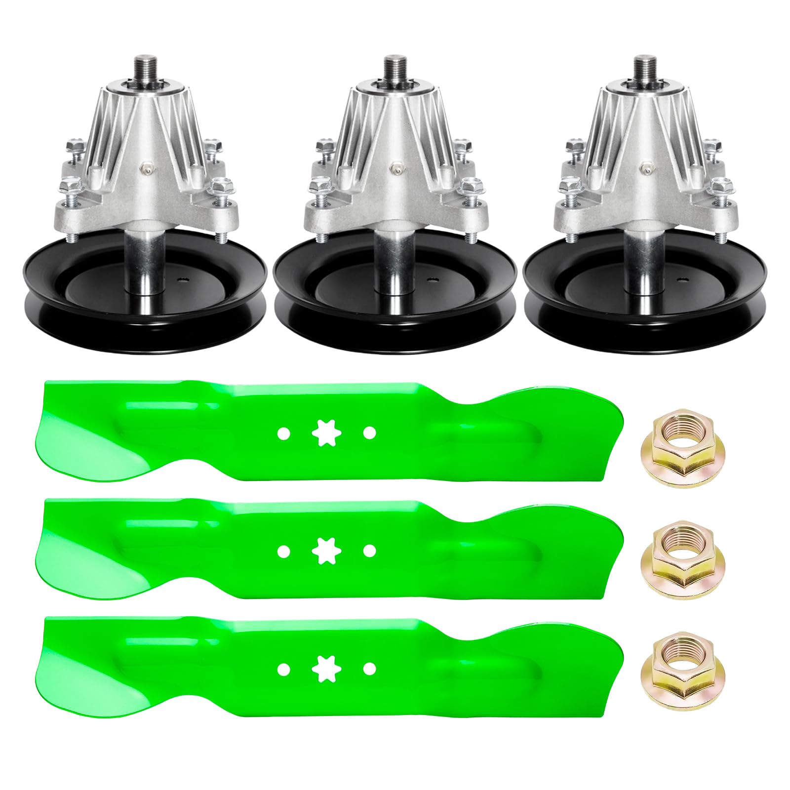 Kit de reconstrucción de cubierta de cortacésped para Cub Ca det Ultima ZT2 ZTS2 ZT3 de 60 pulgadas, incluye 3 husillos 918-04822b 918-04822a 618-04822b, 3 cuchillas 742-05620 742P05622b 0 4900