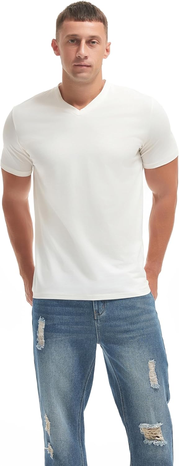 VEIISAR Premium V Neck T Shirts for Men - Modern Fitted Tees Vneck Undershirts - Image 3