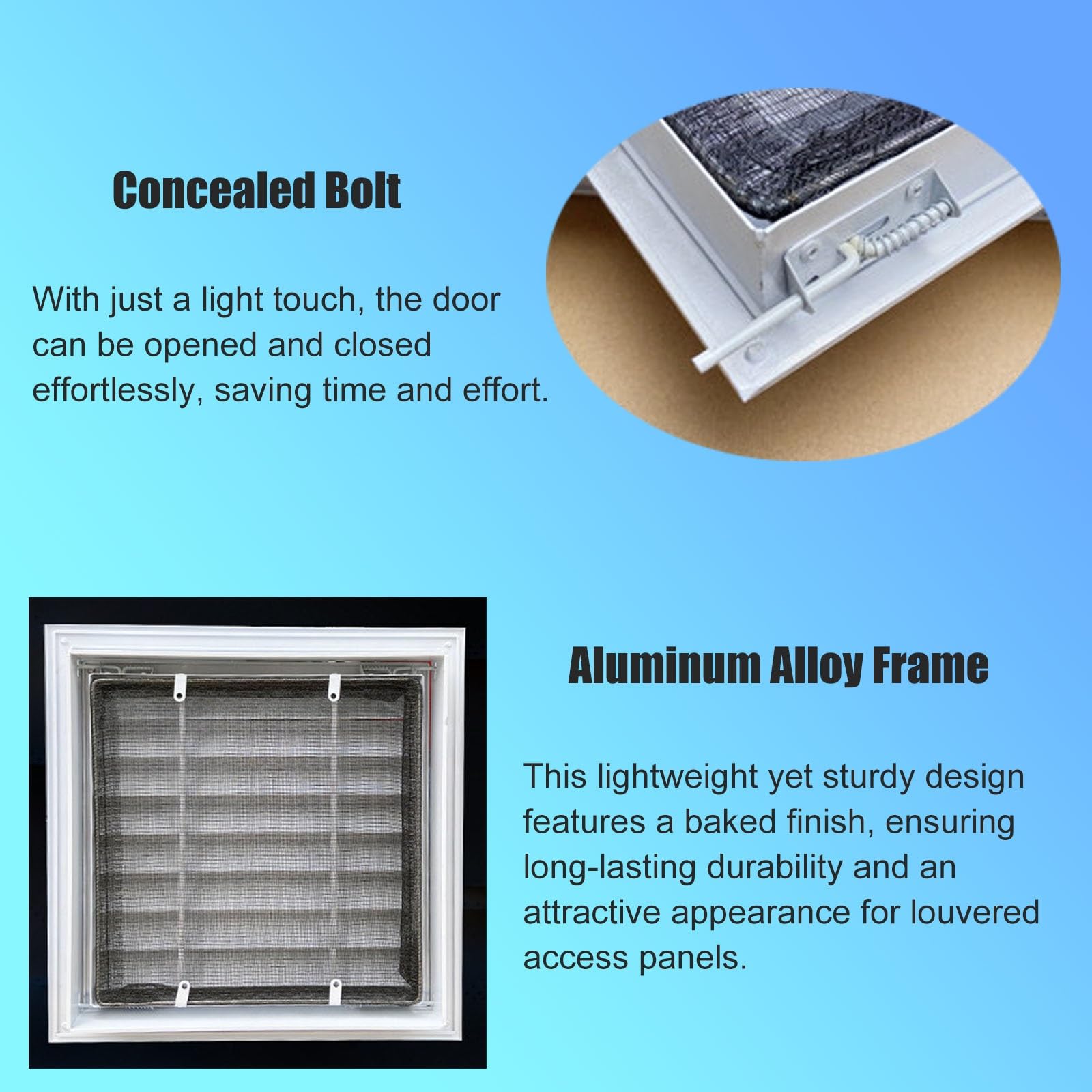 Rejilla de ventilación cuadrada de 12/14/16/18/24/25 pulgadas, panel de acceso de plástico prensado duradero para pared/techo, ideal para fontanería, válvula eléctrica, aire acondicionado (43 x 43 cm)