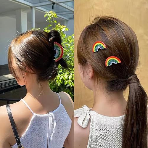 Miniatura 6 de 2 pinzas de pelo arcoíris para cabello fino y grueso, pinzas antideslizantes para mandíbula, pinzas de acetato de moda y accesorios para mujeres y