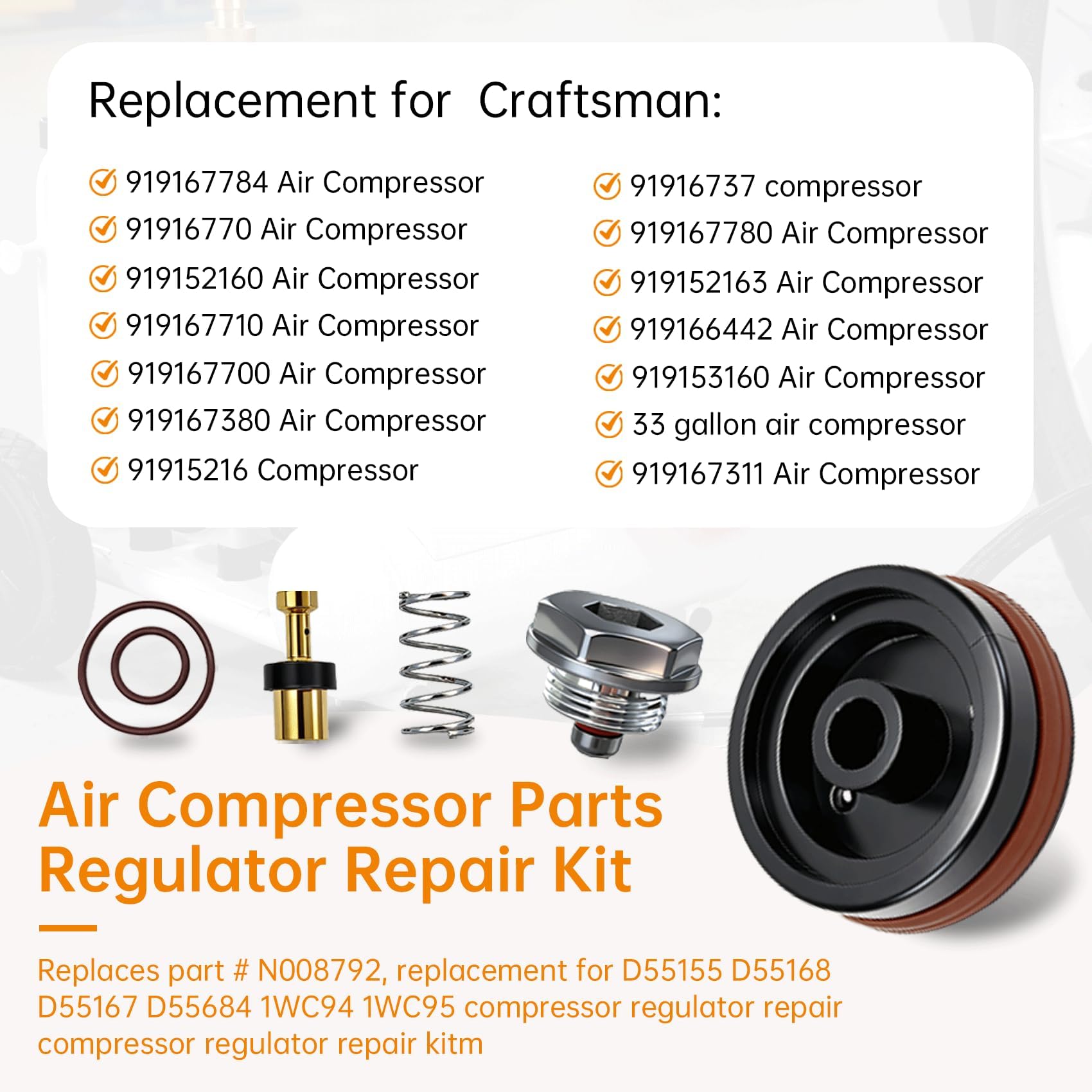 Air Compressor Regulator Kit - N008792 for DeWALT & Craftsman -4