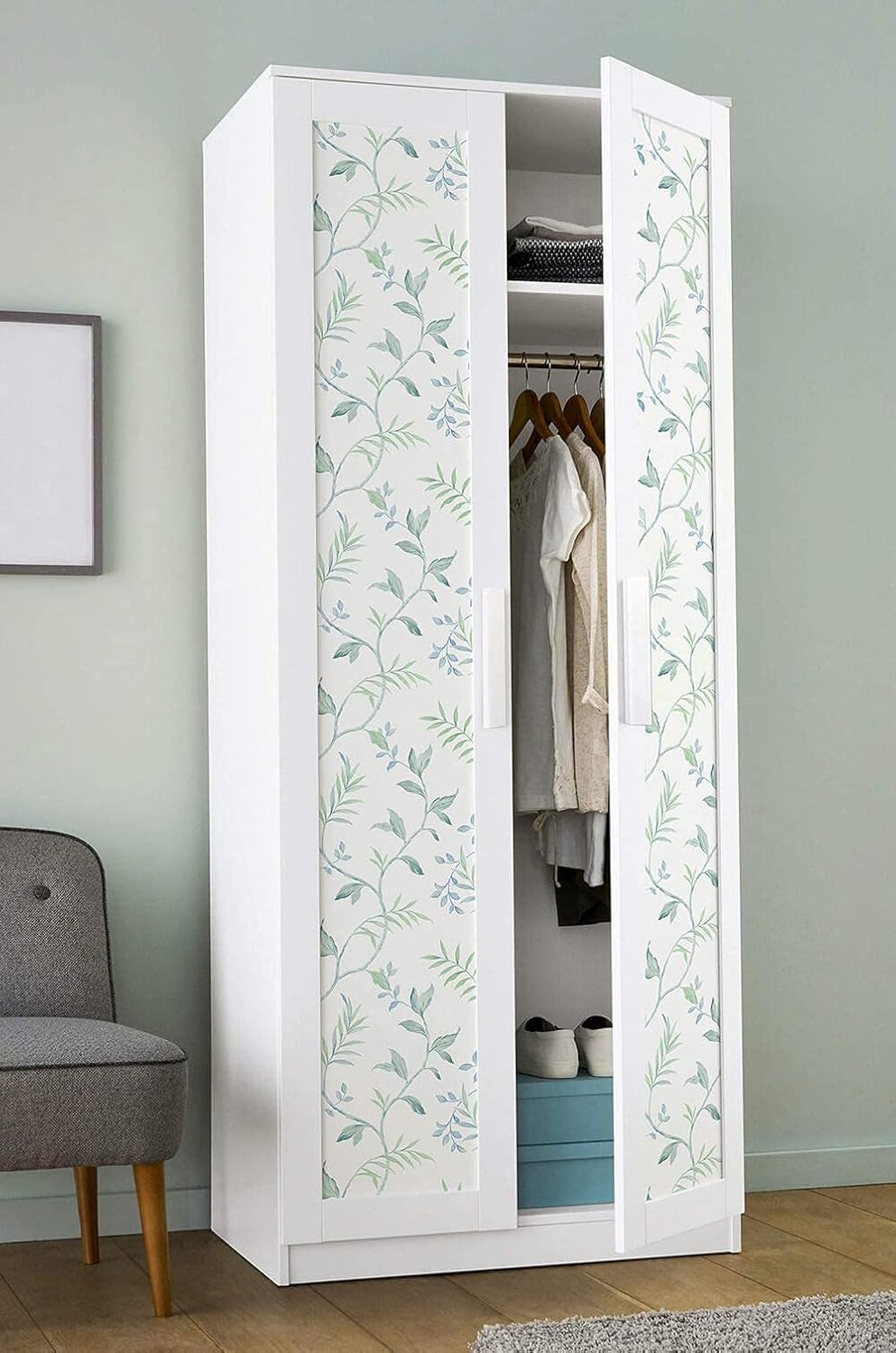 NextWall Watercolor Leaf Trail Peel and Stick Wallpaper