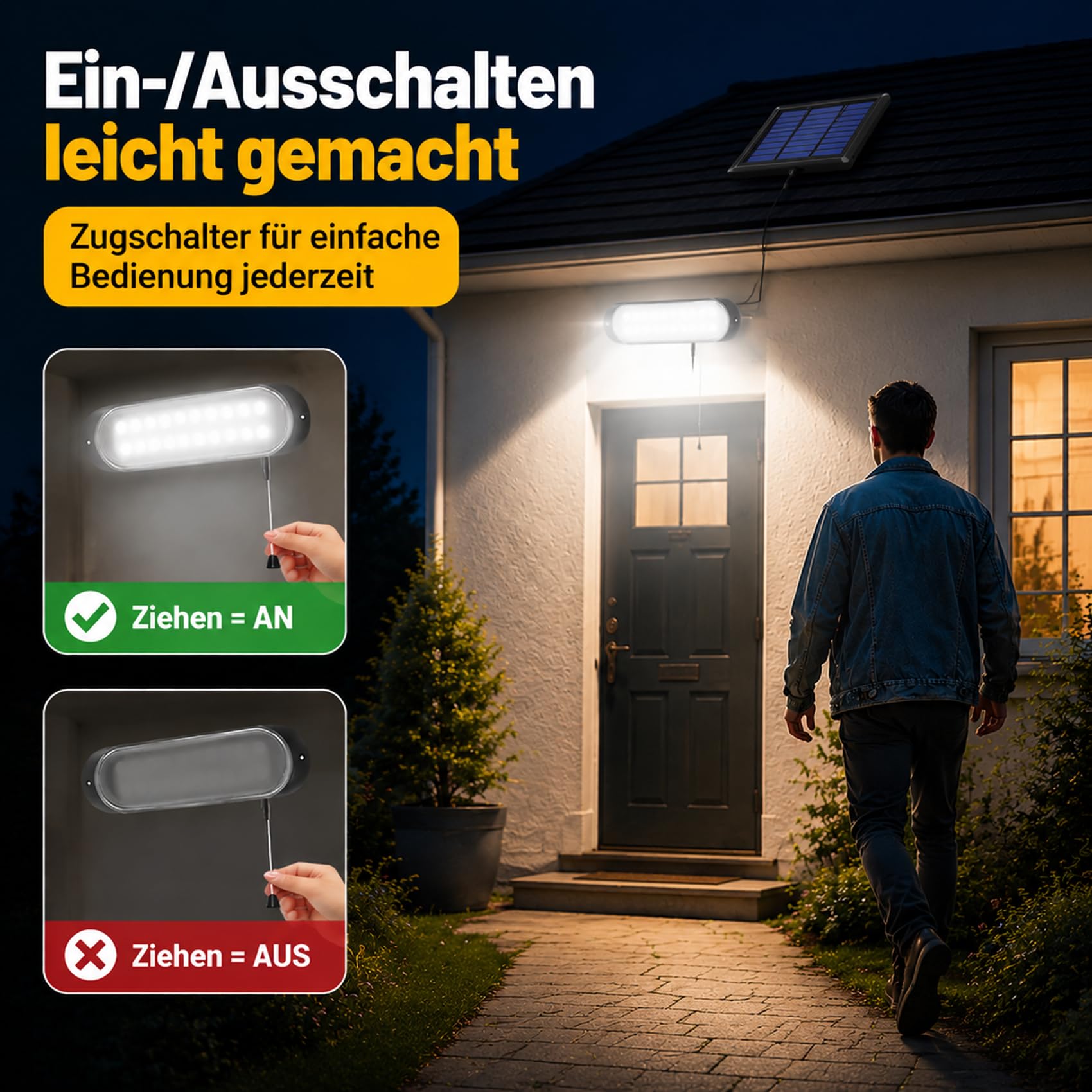 ChunHee Solar-Hängelampe IP65 Wasserdicht 20LED mit String Control für Innen Außen Garten Garage Terrasse (Kalt x2)