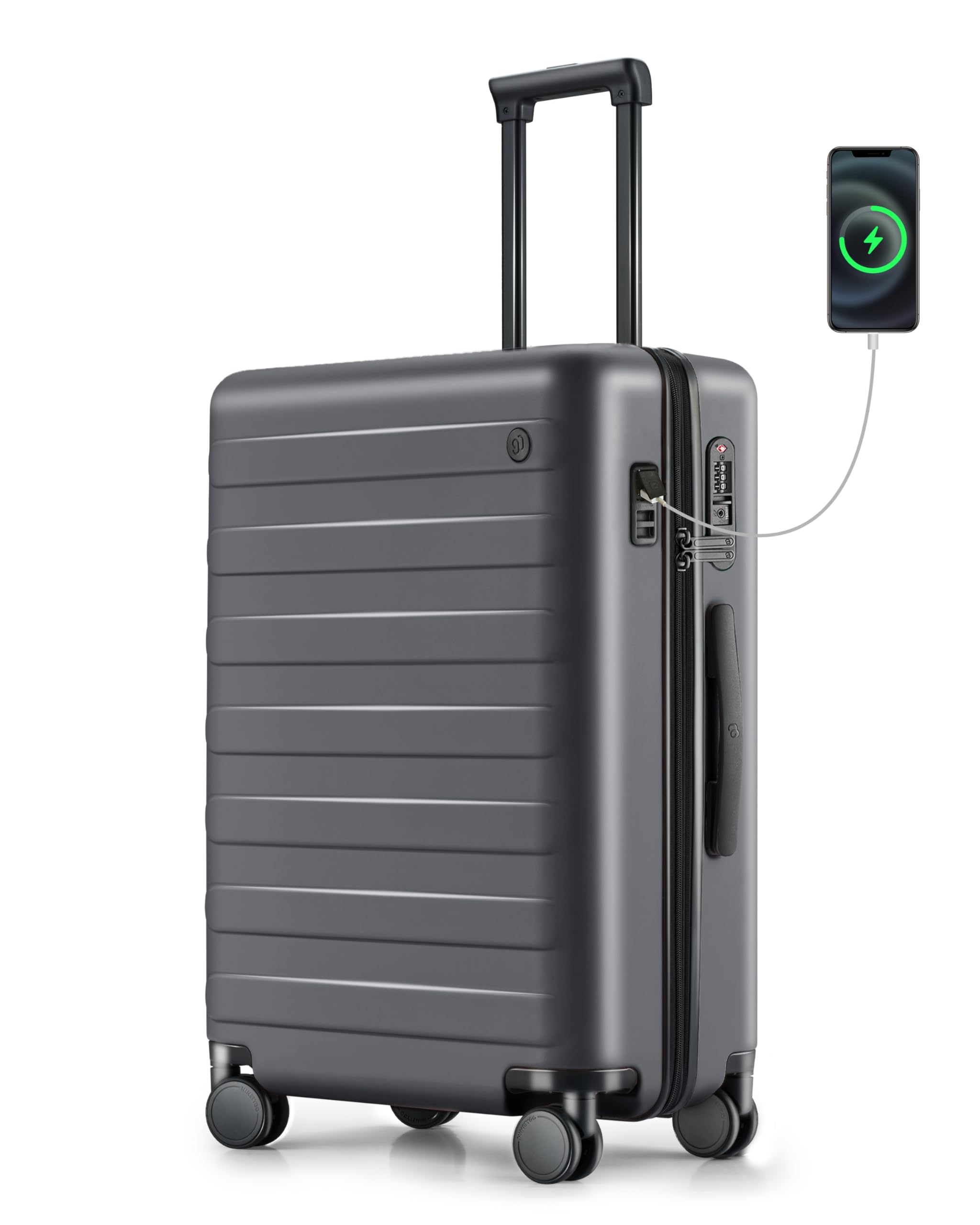 Photo 1 of Carry on Luggage 22x14x9 Airline Approved with USB Port, 20 Inch Hardshell Spinner Hardside Suitcase with Wheels, 38L -  Gun Metal