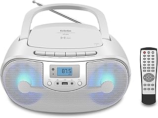 CD Player Boombox, FM Radio with Bluetooth, Remote Control, Portable CD Player with Speakers, CD Players for Home with Headphone, Mic Jack Support CD-R/RW/MP3, USB, Gifts for Grandparent