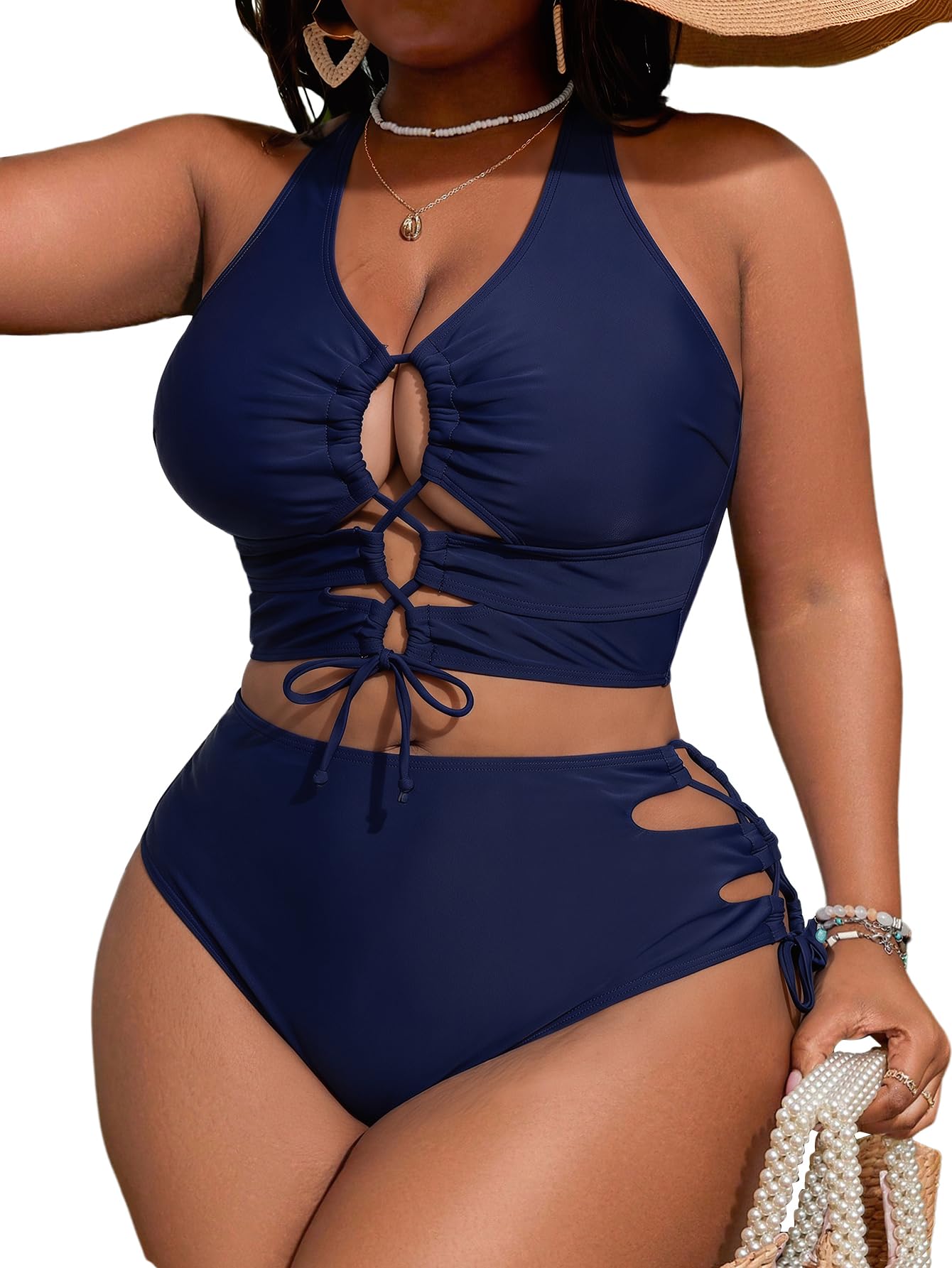 SOLY HUX Womens Plus Size Two Piece Bathing Suit Bikini Swimsuit