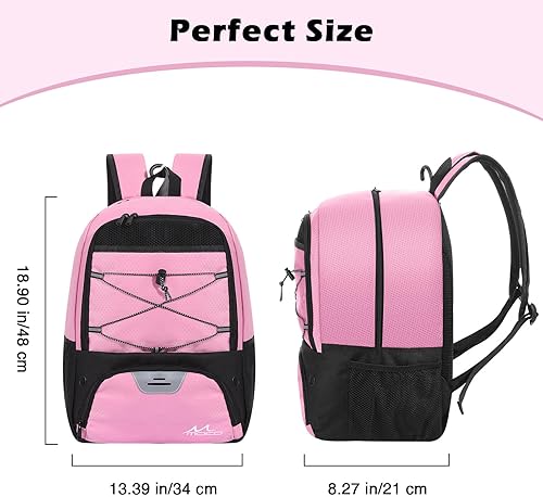 Miniatura 7 de MoKo Mochila de baloncesto con gancho, mochila grande de voleibol y fútbol, bolsa de gimnasio con compartimentos separados para pelotas y zapatos,