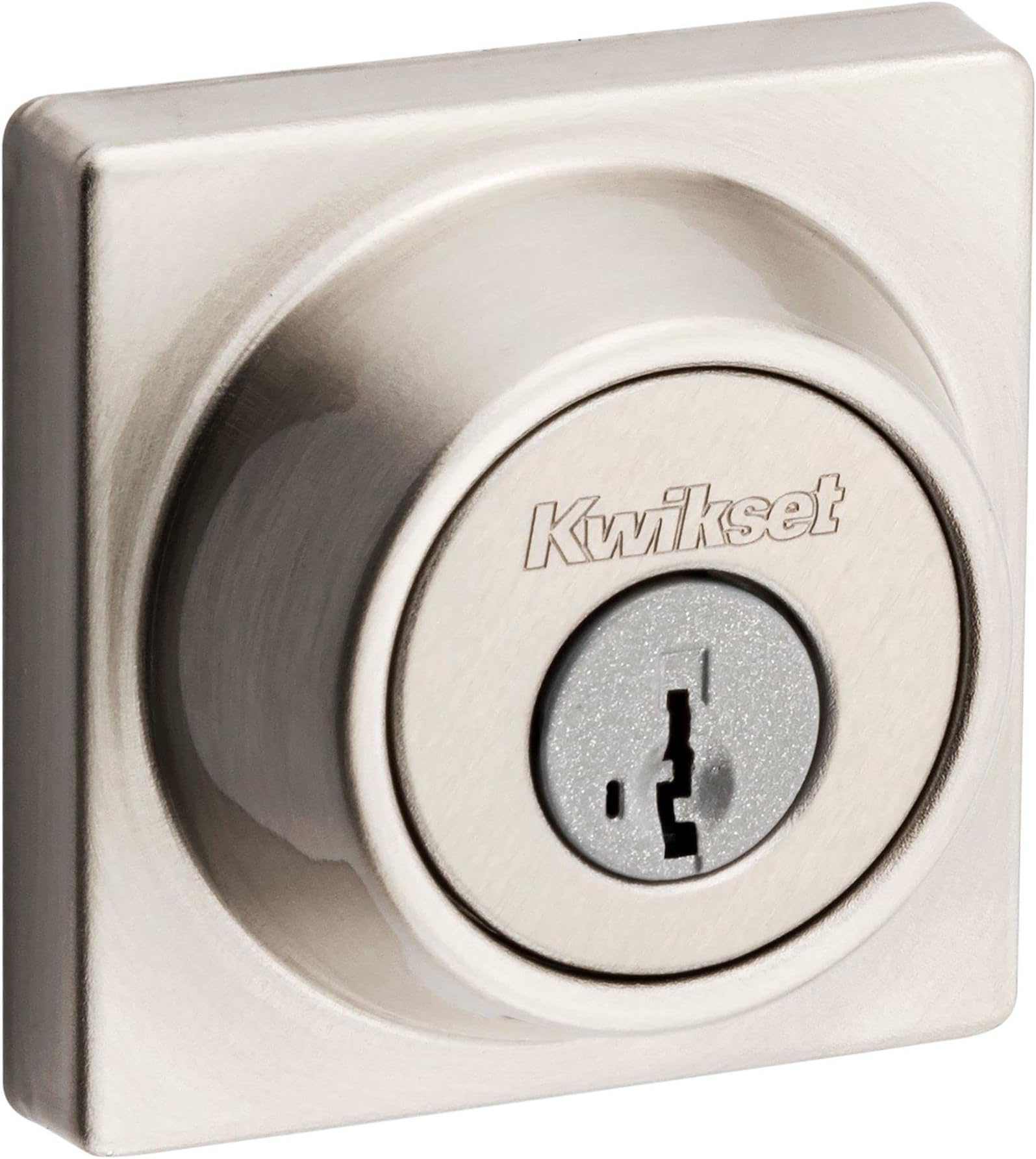 Kwikset 660 Contemporary Deadbolt Deadbolt Lock Satin Nickel Square Exterior Keyed Front Entry Door Pick Resistant SmartKey Rekey Security Single Cylinder Deadbolt Microvan Protection