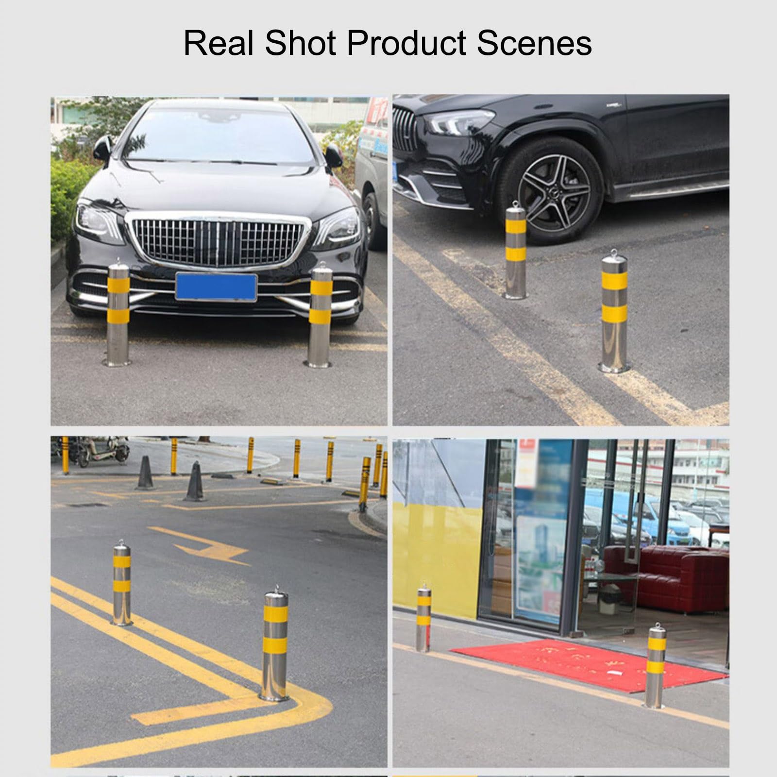 Borne de sécurité amovible avec manchon de fixation - Barrière réfléchissante pour stationnement, contrôle de la circulation et sécurité dans les entrées de véhicules - Lot de 3 pièces