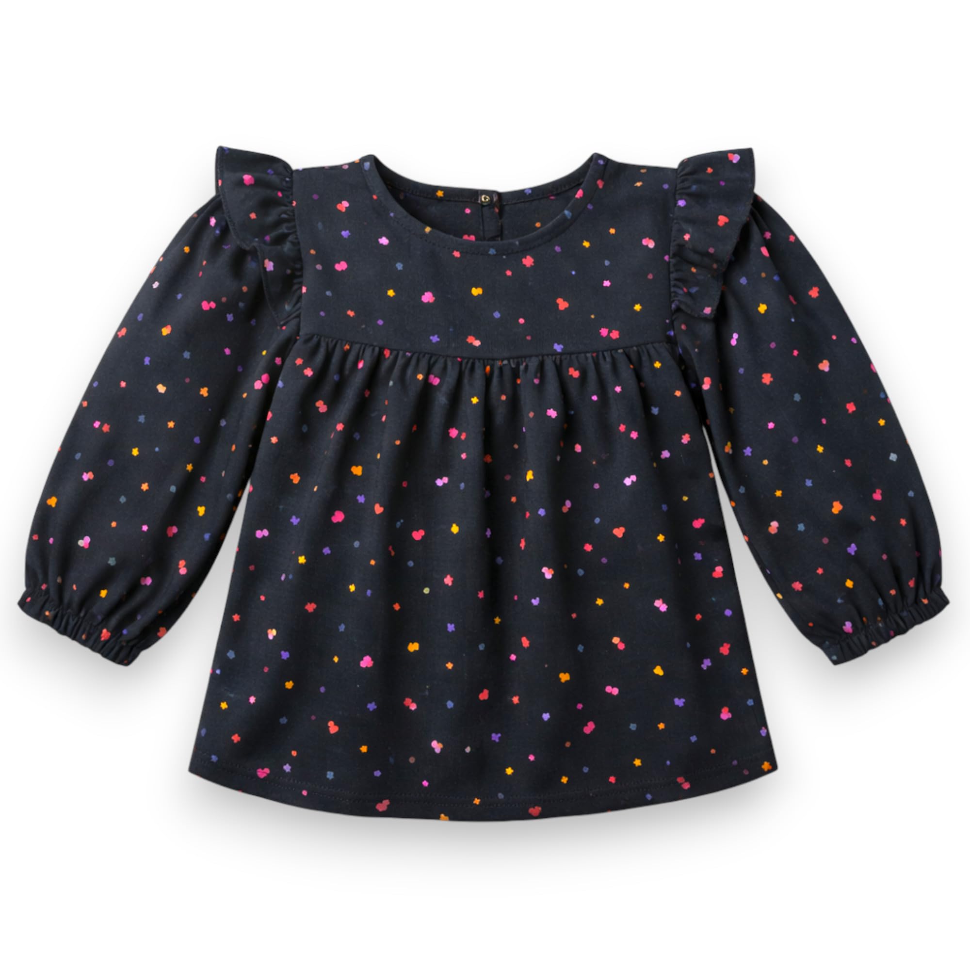 HuggleBug Girls’ Cotton Rayon Floral Top with Ruffle Design | Soft, Breathable, Stylish and Comfortable Casual Wear for Kids