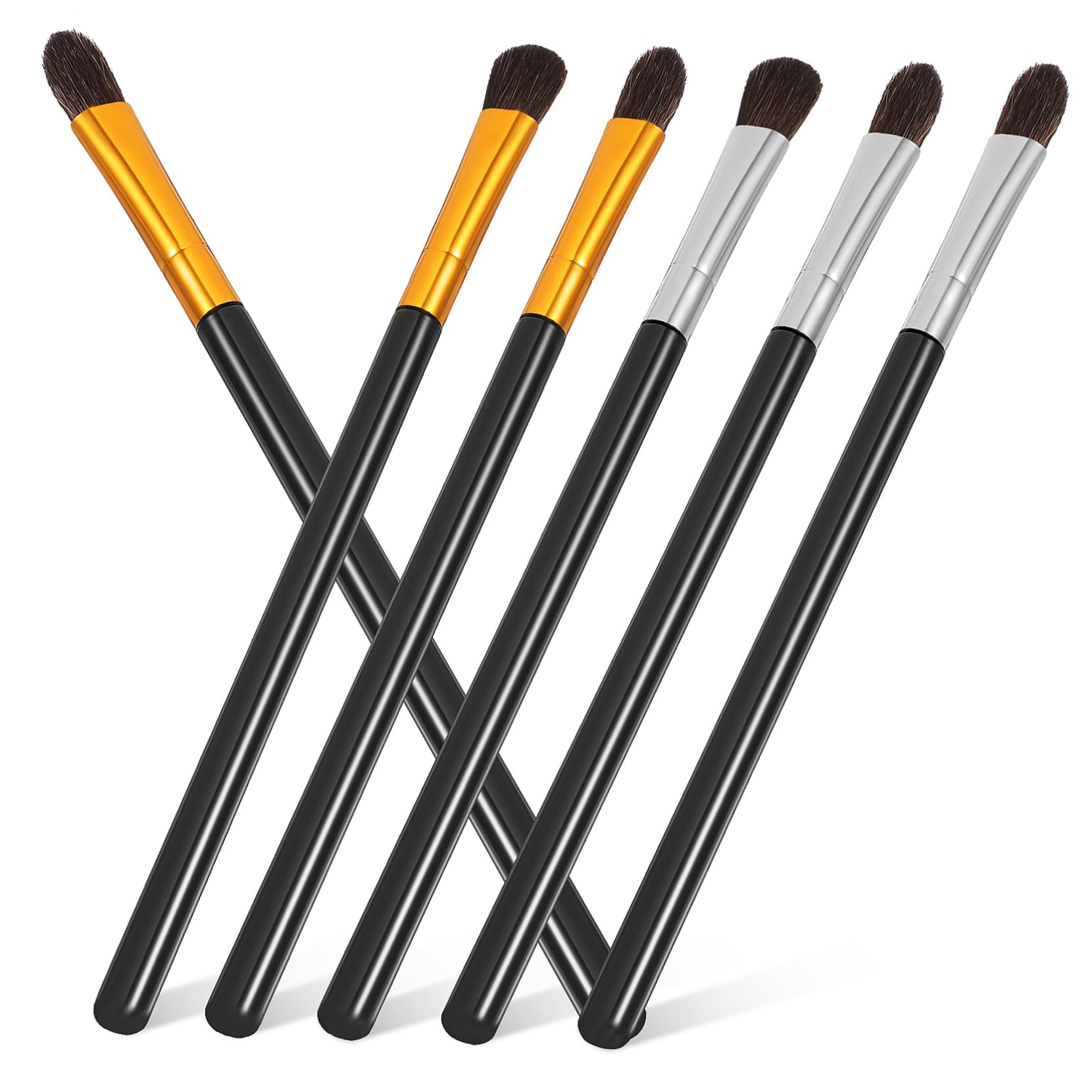 FRCOLOR 6Pcs Eye Makeup Brush Set for Women Soft Horse Hair Eyeshadow Brushes with Plastic Handles for Blending Curved Angled Application Birthdays Valentine Day Mother Day