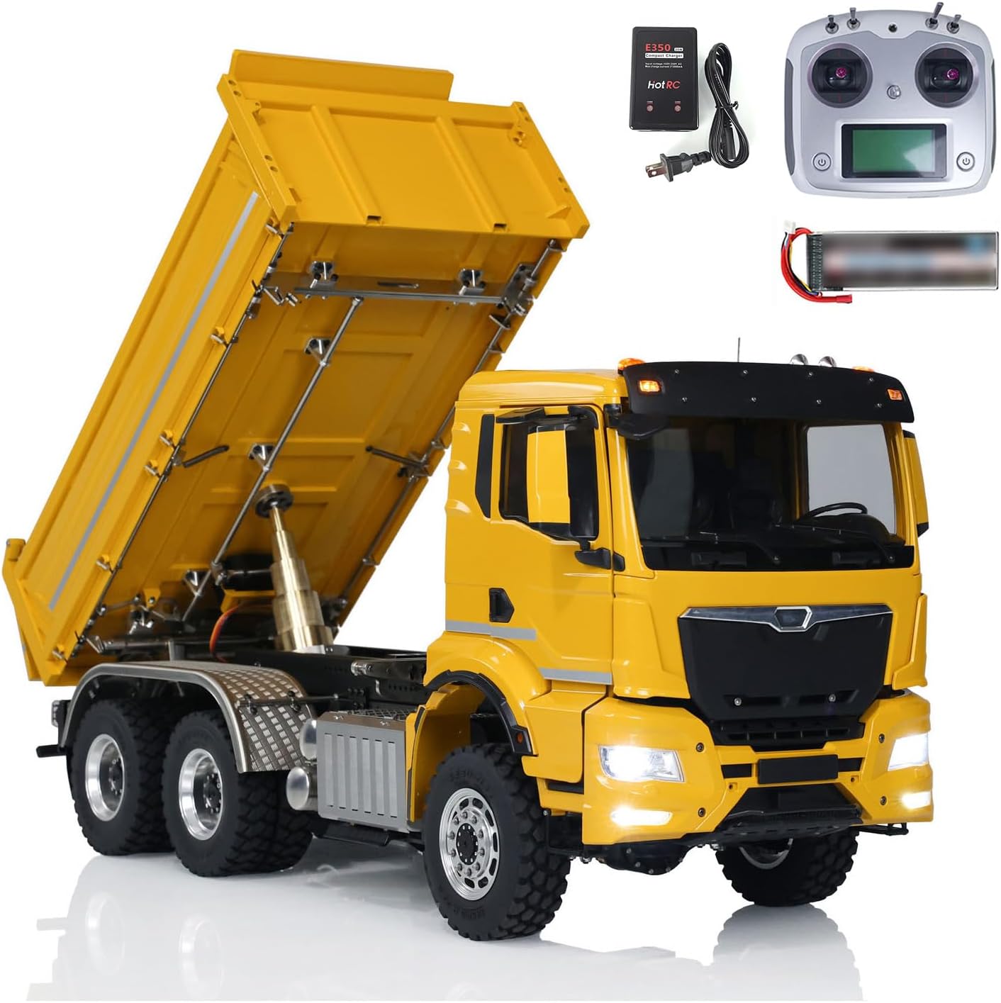 1/14 6x6 RC Hydraulic Dump Truck Metal 3-Way Radio Control Tipper Car Model LESU Construction Vehicle for Adult Hobby