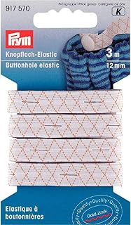 Prym 917570 elastyczna dziurka na guziki, 12 mm, 3 m, biała
