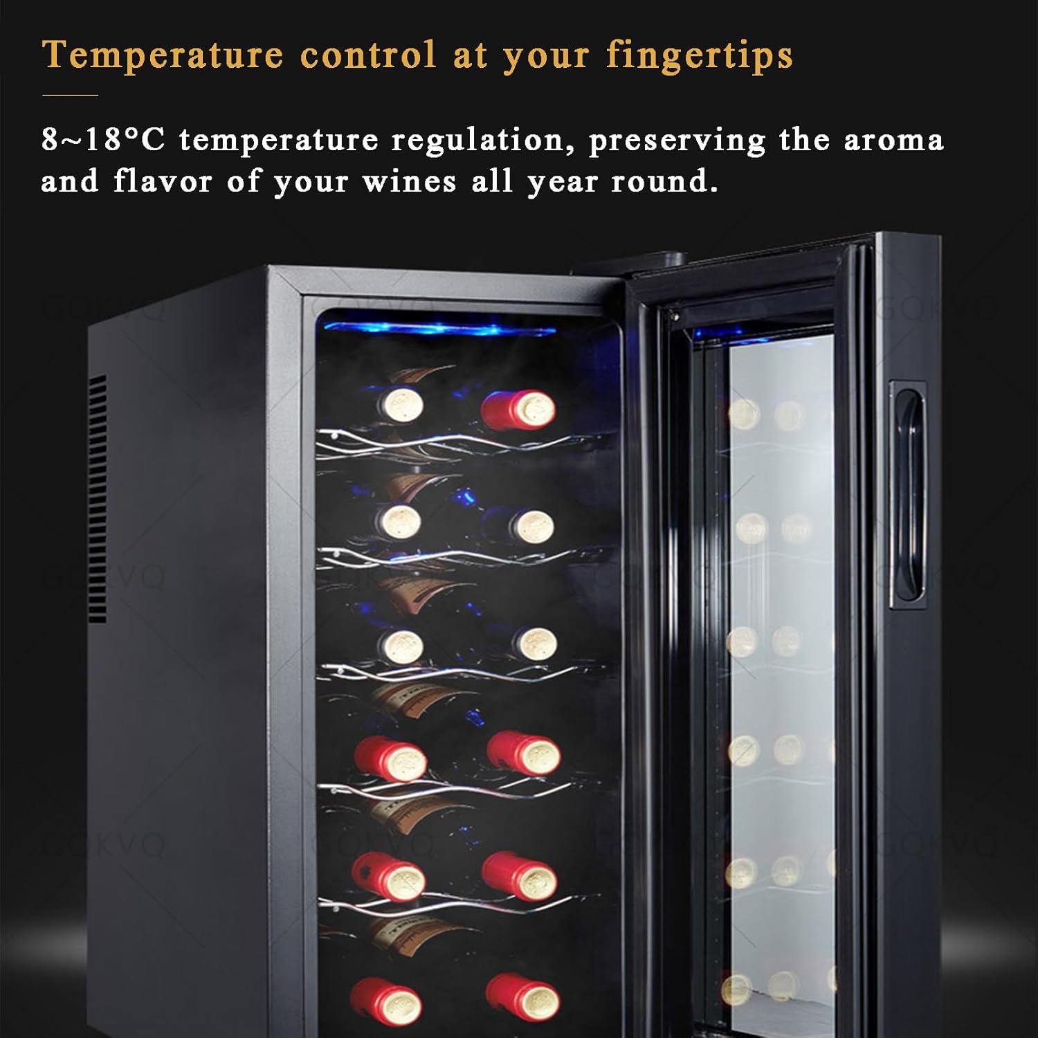 Wine Cooler With Glass Door, Adjustable 8-18℃ Temperature Control, Ideal For Red, White, Champagne & Sparkling Wines - Perfect Beverage Refrigerator on Fridge.com - View 6