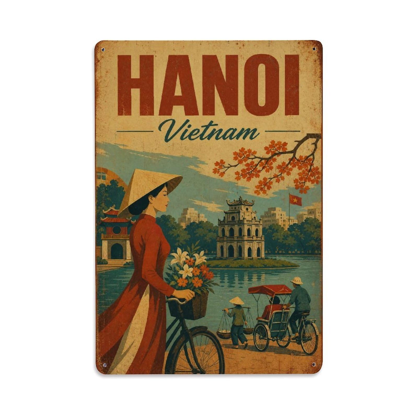 Hanoi Vietnam Heritage Quarter Regional Travel Retro Metal Tin Sign