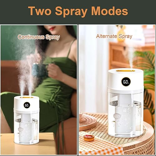Miniatura 6 de Humidificadores pequeños para dormitorio, humidificadores silenciosos de niebla fría de 1.2 L para el hogar, guardería, plantas de interior, diseño