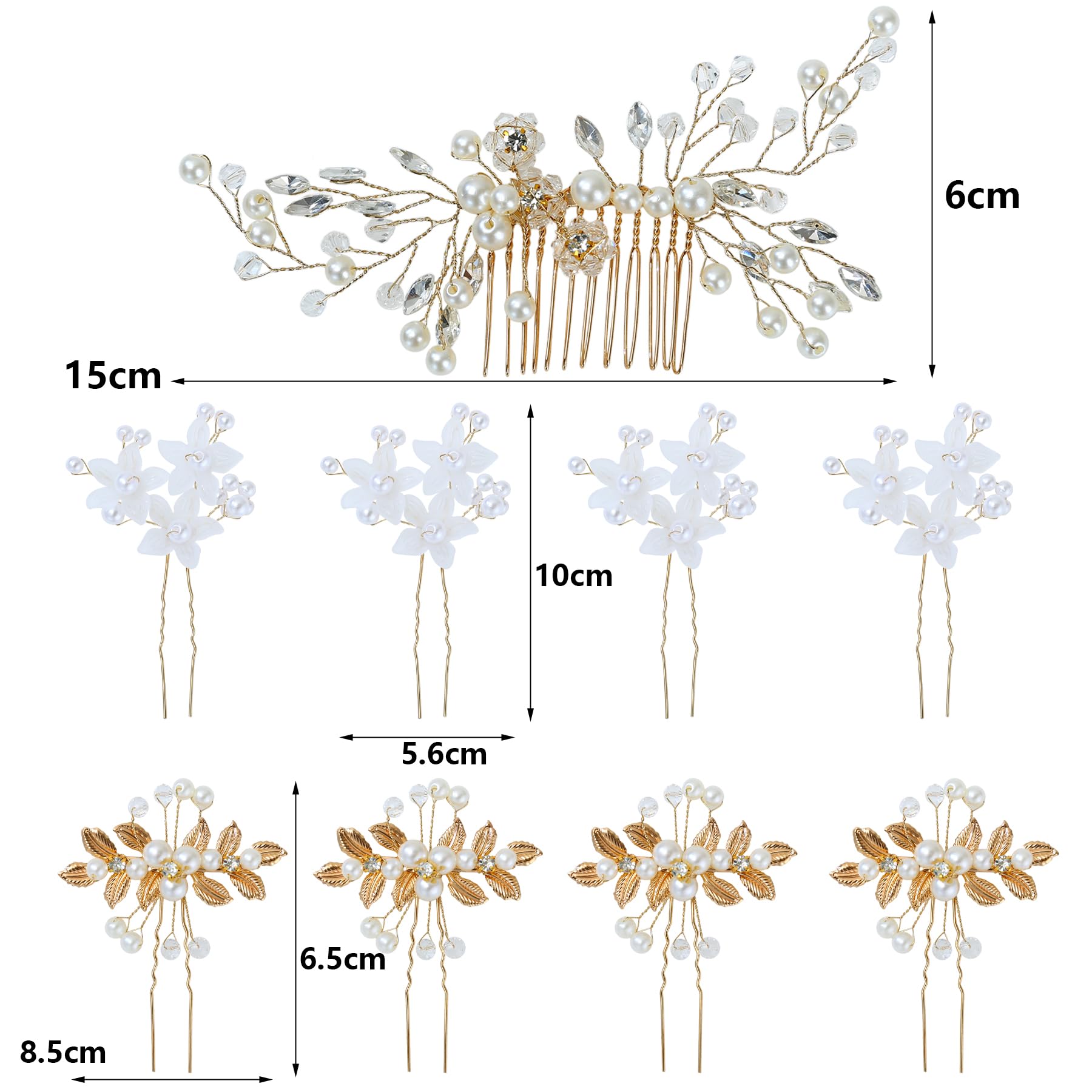 Umimiss 9pcs Bridesmaid Hair Accessories Gold/Silver -Bridal Hair Accessories,Wedding Hair Accessories,Silver Hair Accessories,Pearl Hair Accessories,Flower Hair Accessories,Hair Accessories For Women - Image 2