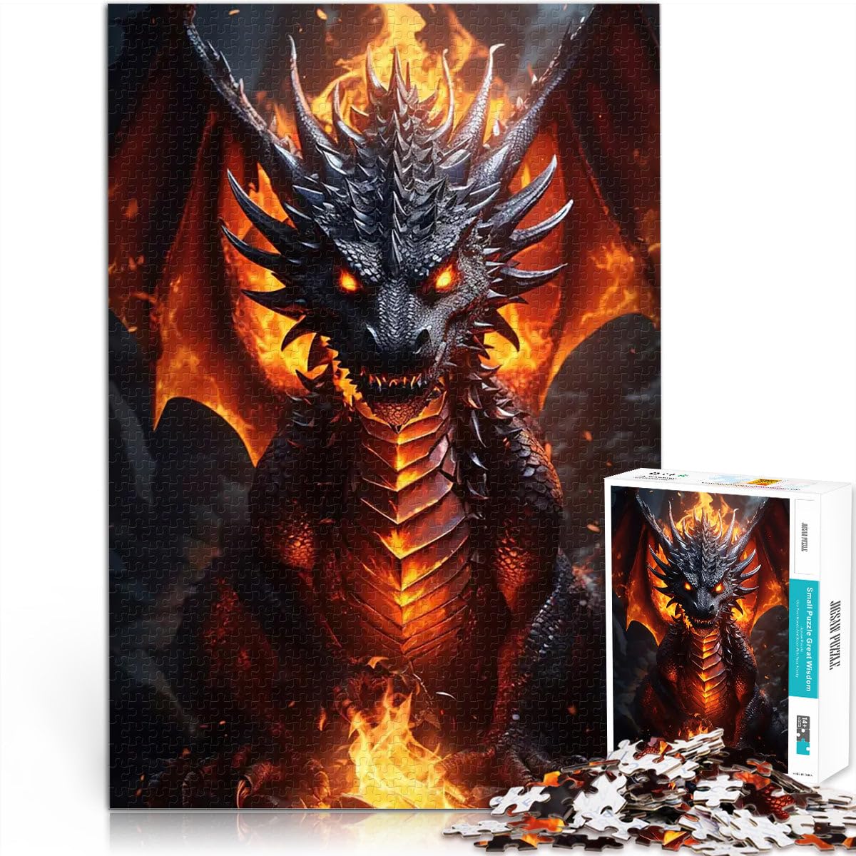 teenagers 1000 Piece Jigsaw Puzzle Epic Fire Dragon Spielzeug Lernspiele Stressabbau Die Liebe zwischen Paaren stärken52x38cm — image 1