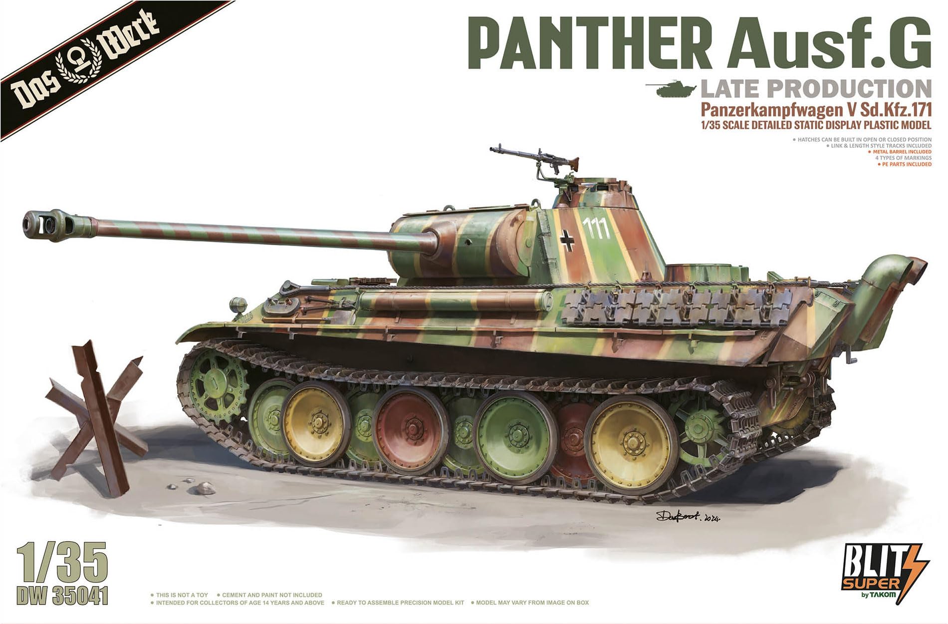 Das Werk 1:35 Model Kit - Panther Ausf.G Late Prod. - SUPER BLITZ - Adults, Military History Enthusiasts, Model Builders