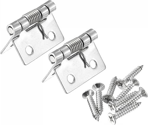 uxcell Bisagras cargadas por resorte, 1" bisagra de cierre automático de acero inoxidable 304 para gabinete 2pcs