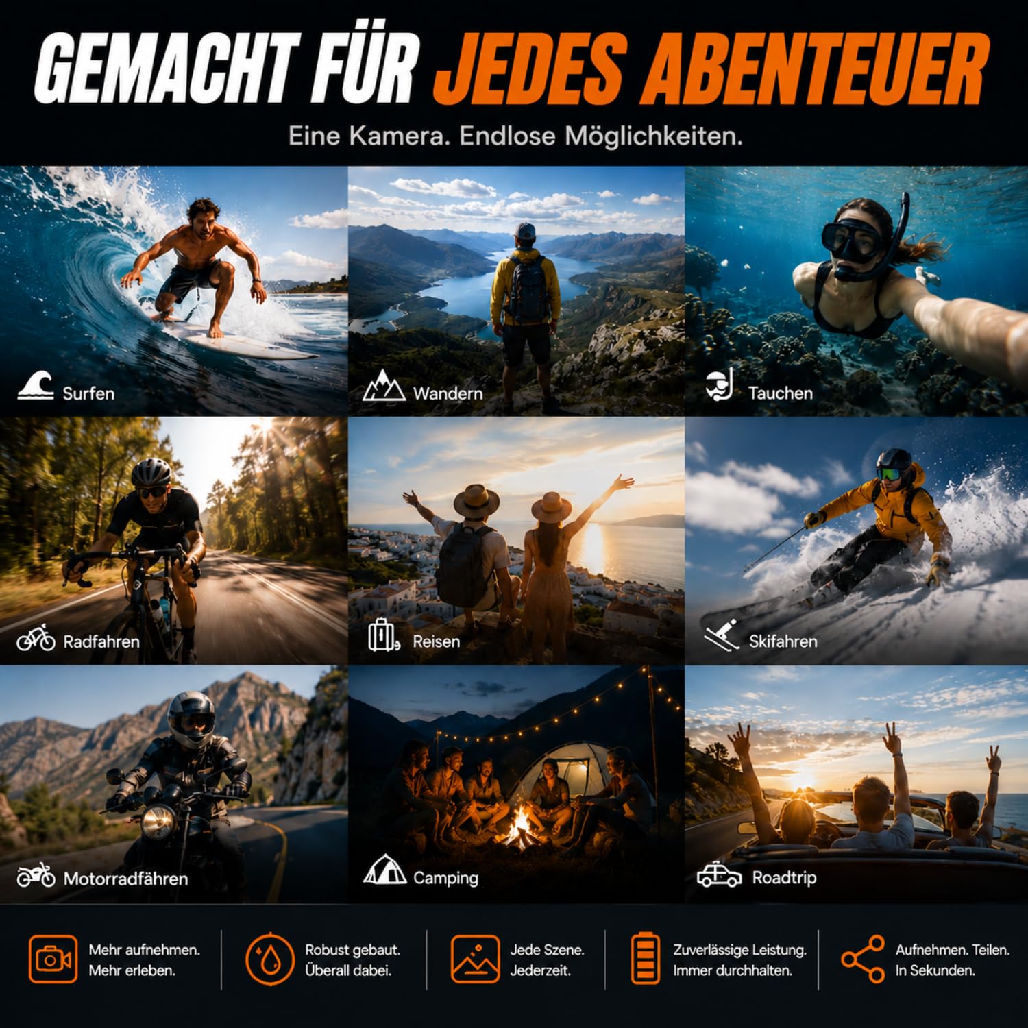 Maxmango D50 8K Unterwasserkamera,33FT wasserdichte Kamera mit 16GB Karte,2.8'' Dual-Screen Selfie Staubdichte, Stoßfeste Digitalkamera mit 2500mAh Batterie, 18X für Schnorcheln, Schwimmen und Urlaub