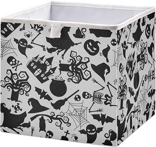 Miniatura 2 de Cesta de almacenamiento rectangular plegable para Halloween, con diseño de calabaza, bruja, caja de juguetes, organizador para armario, estante y