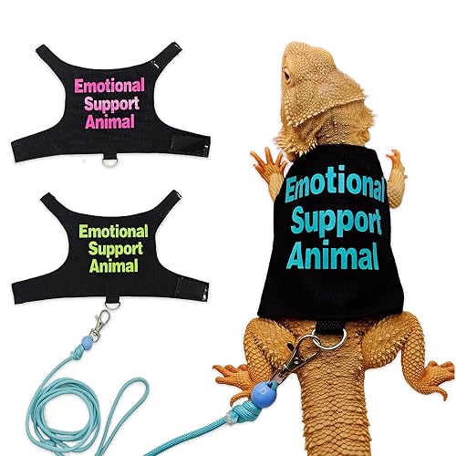 Bearded Dragon Lizards Clothes with Leash Set - Cute Lizard Reptile Small Animal Adjustable Harness Clothes for Walking Outdoor Security Costume Photo Prop(Blue - Blue