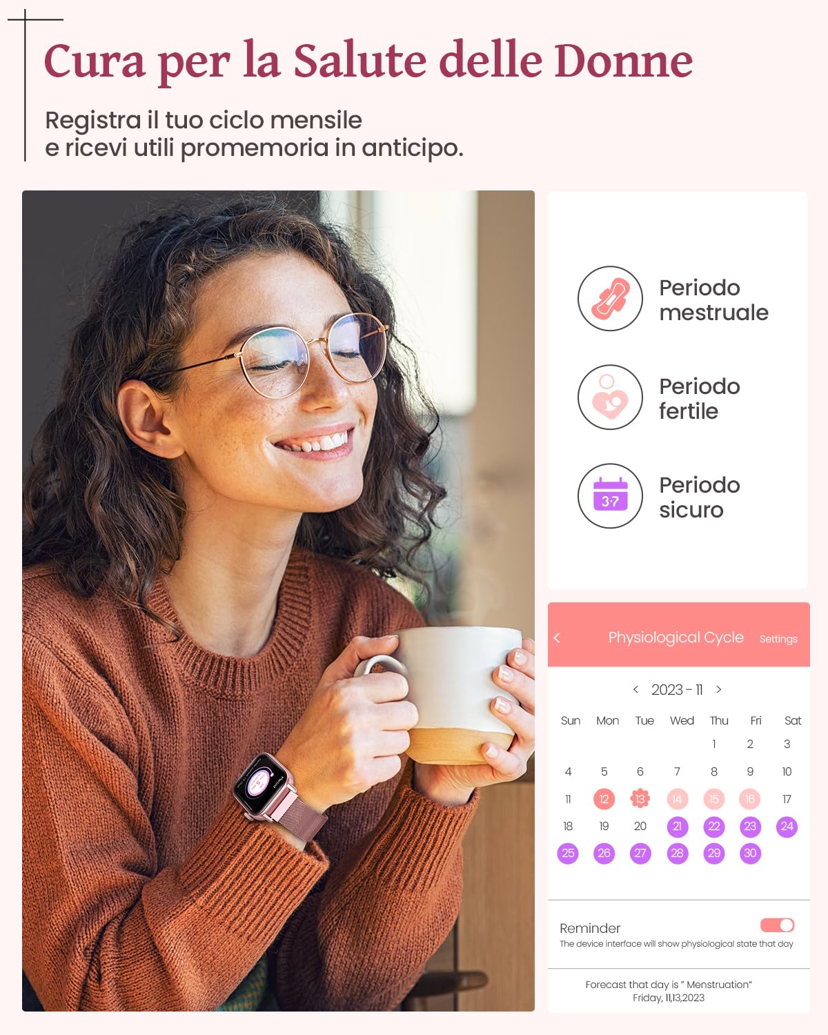 SWGOTA Nuovo Smartwatch Donna Chiamate, 1.83" Orologio Smartwatch, 3 Cinturini, Cardiofrequenzimetro SpO2 Sonno, Fisiologia Femminile, 113 modalità Sport Smart Watch iOS Android Rosa