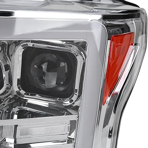 Miniatura 7 de Spec-D Tuning Barra de luz LED, carcasa cromada, lente transparente, señal secuencial, proyector compatible con Ford F150 2018-2020, conjunto de