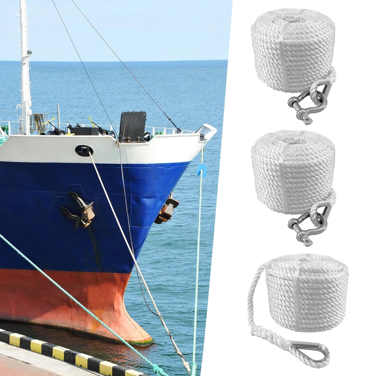 Bootsankerleine, Kanu, Edelstahlkausche for Anlegen, Camping, Outdoor