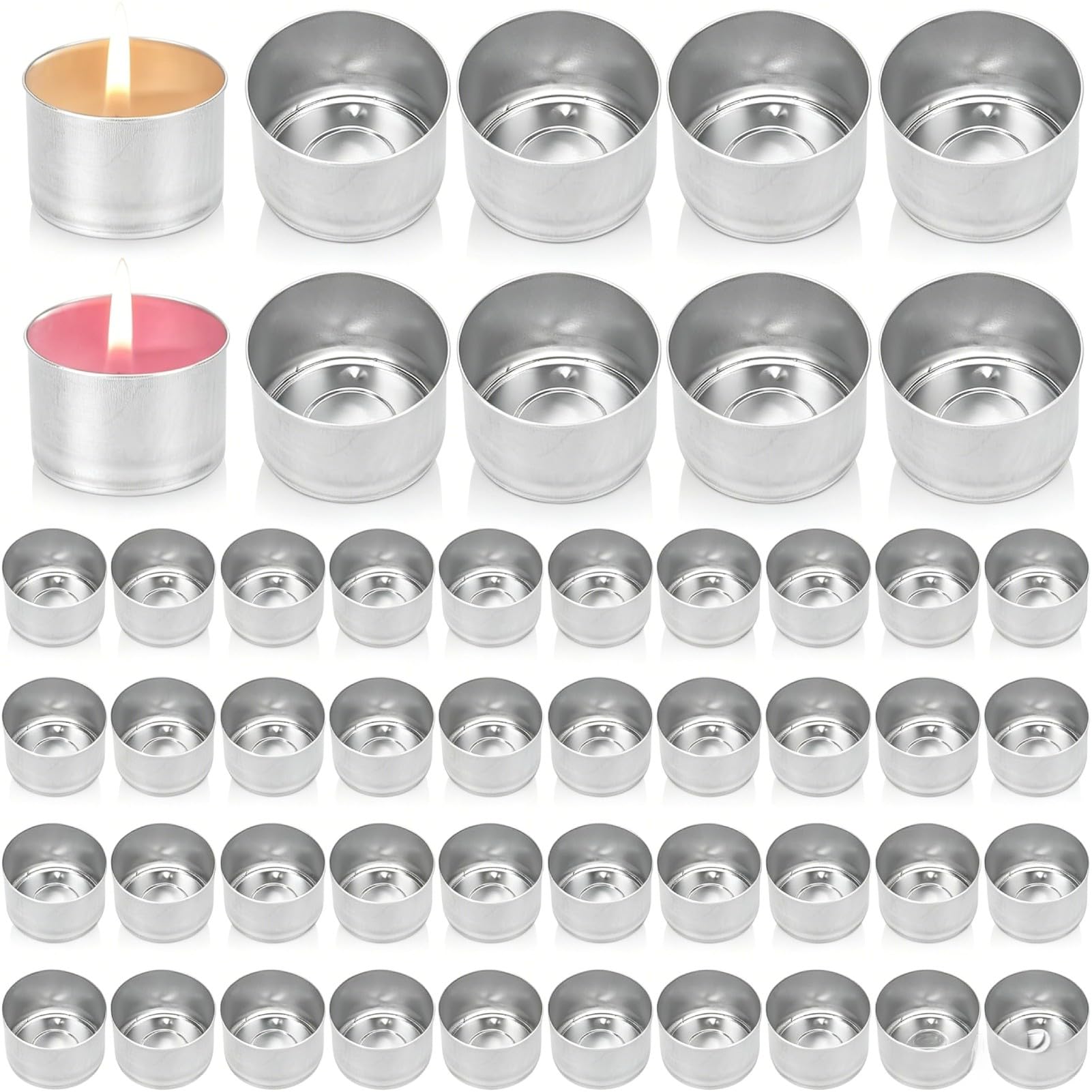 50 Uds. Latas de aluminio para velas de té, tazas de Metal para velas de té, caja vacía, contenedores de caja vacía para velas DIY